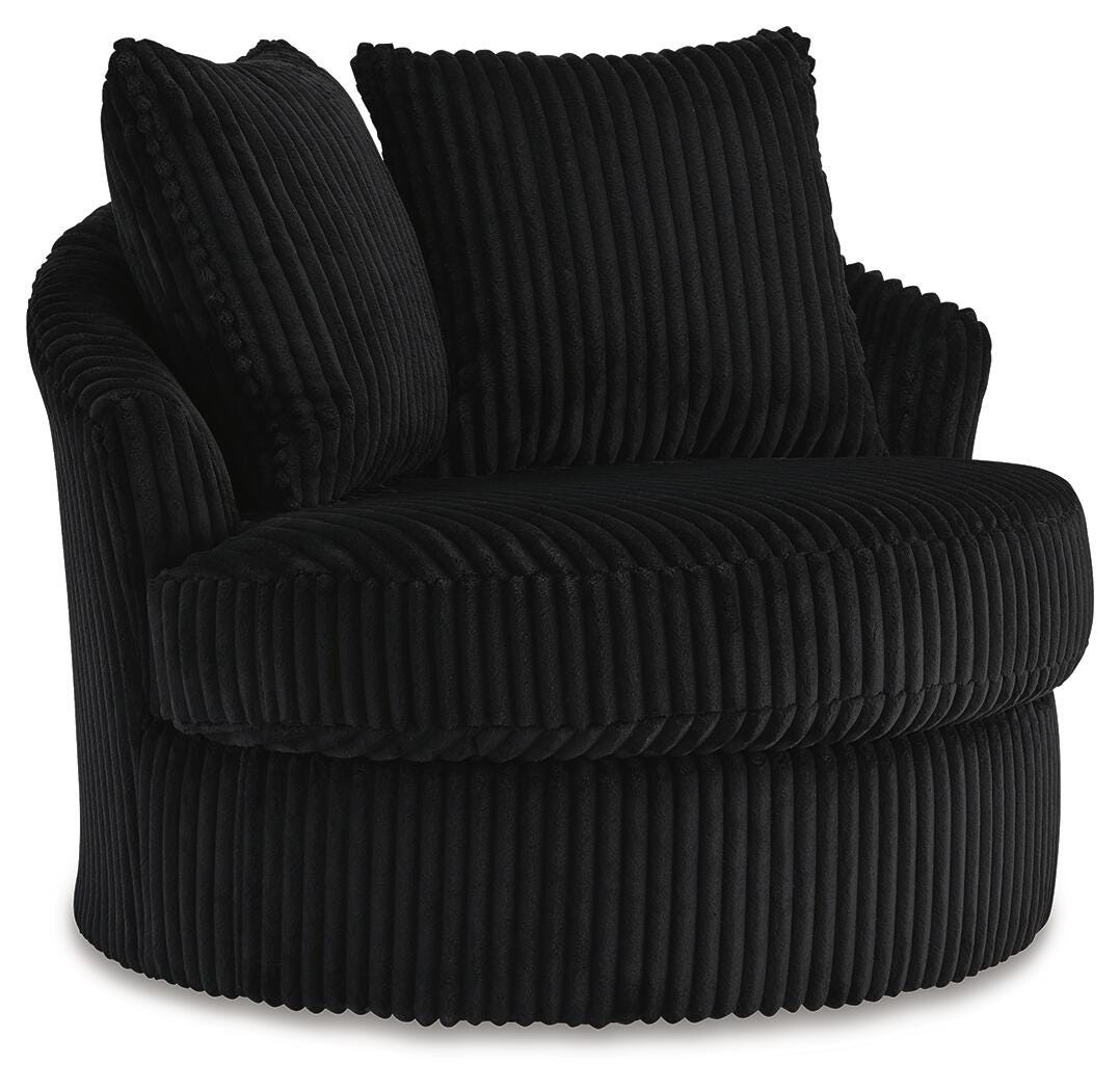 Gramwell Swivel Accent Chair, Onyx, large