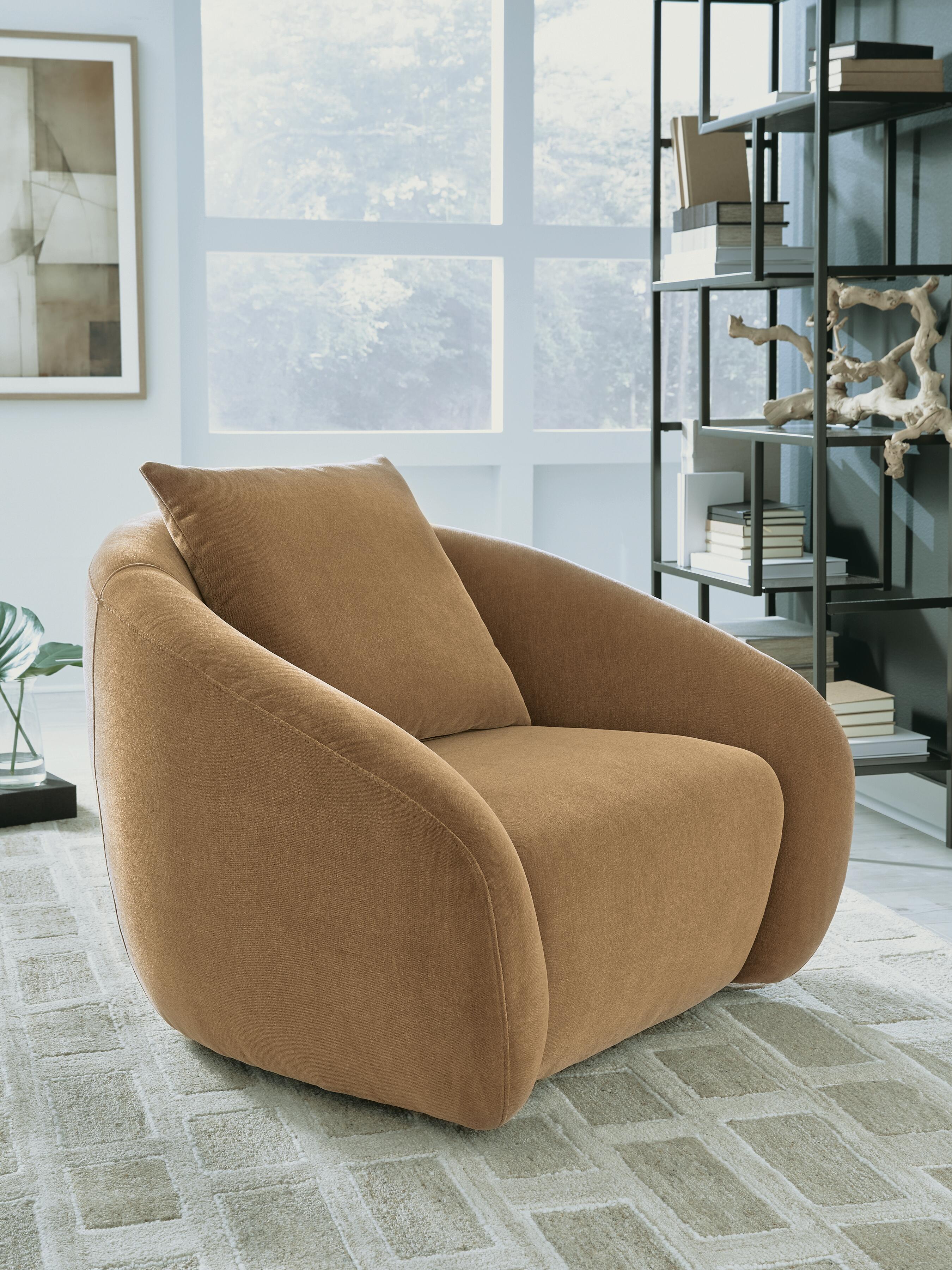Yahya Swivel Accent Chair, Camel, rollover