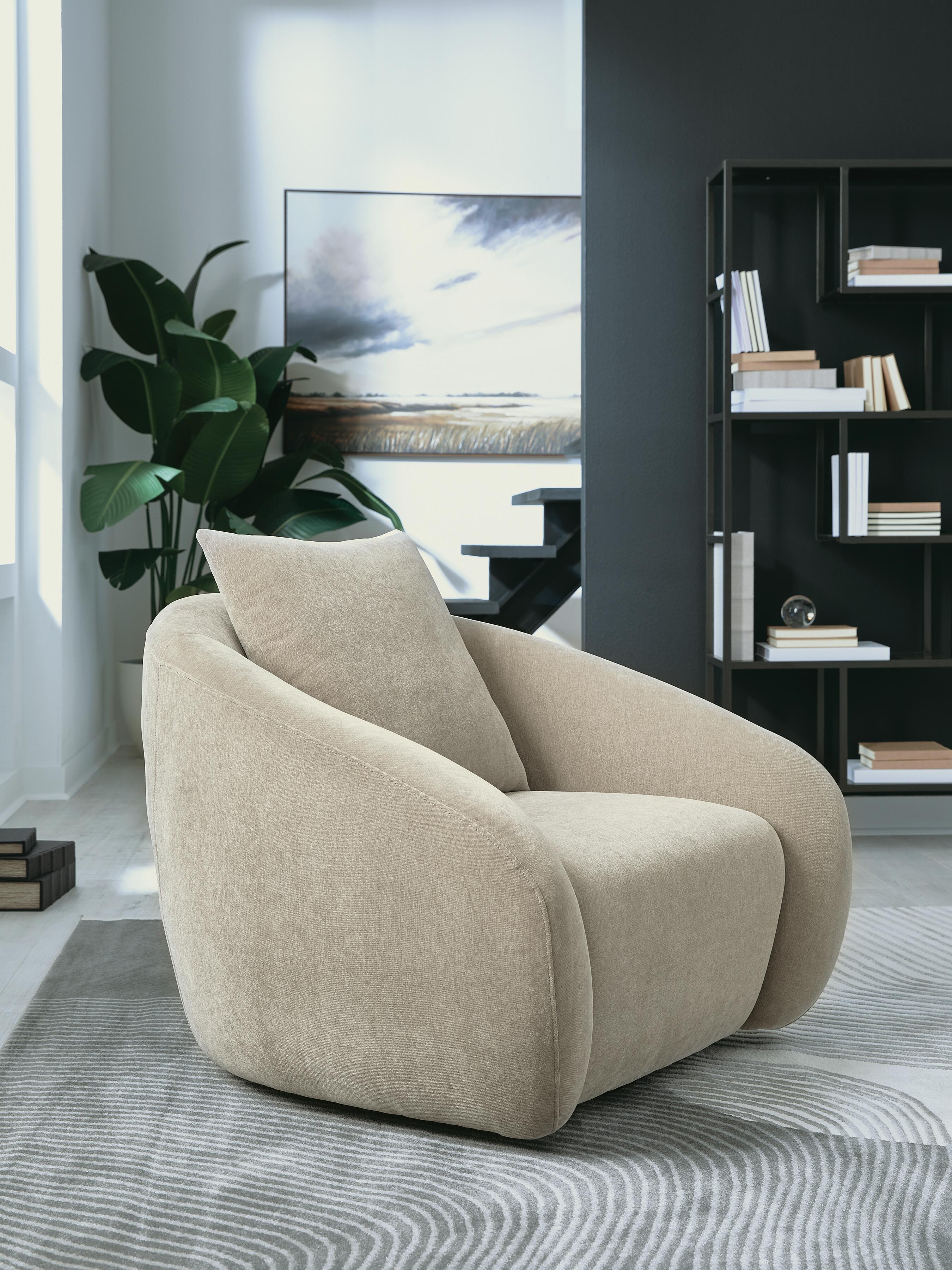 Yahya Swivel Accent Chair, Pebble, rollover