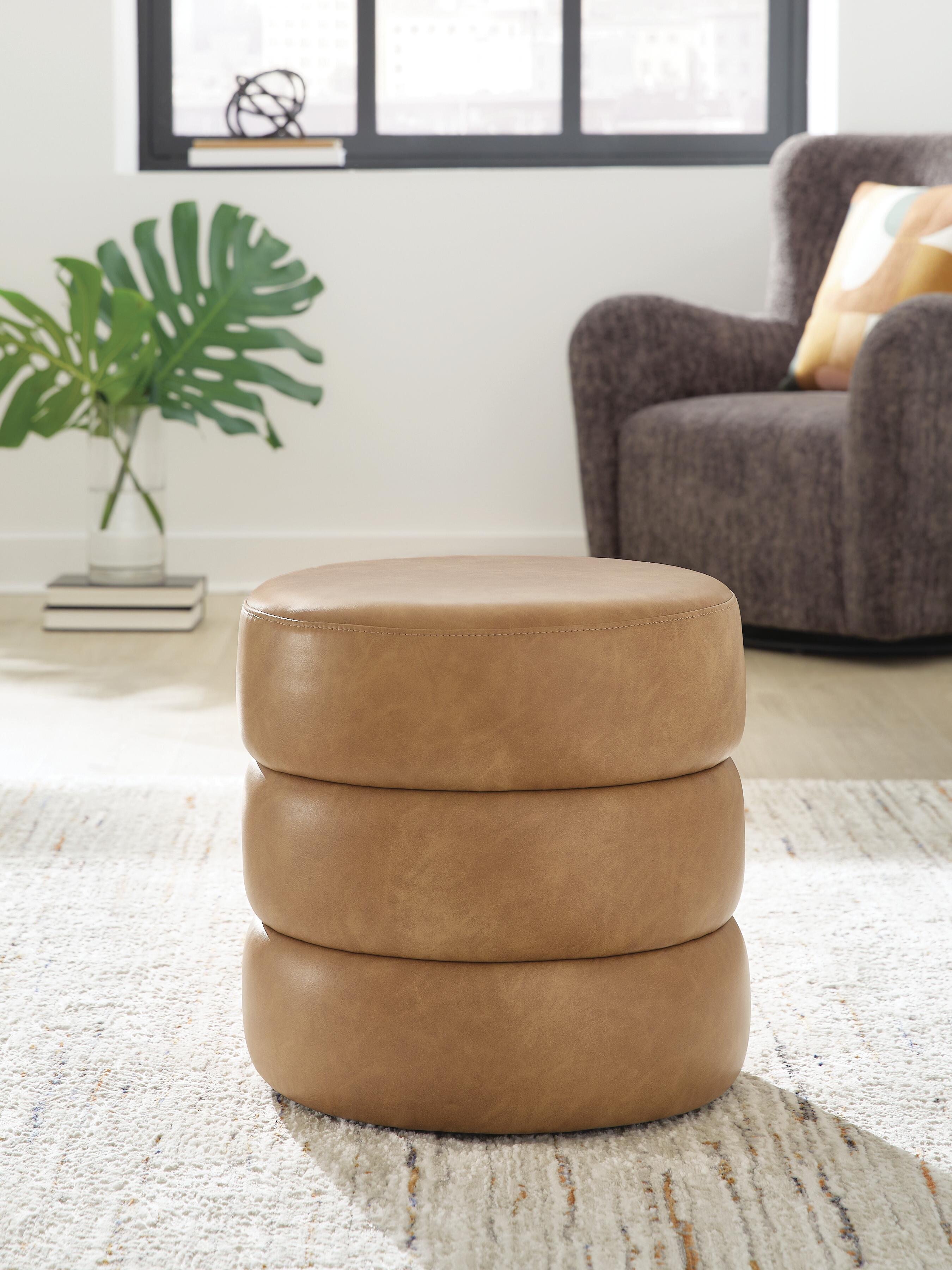Ummi Swivel Accent Ottoman, Caramel, rollover