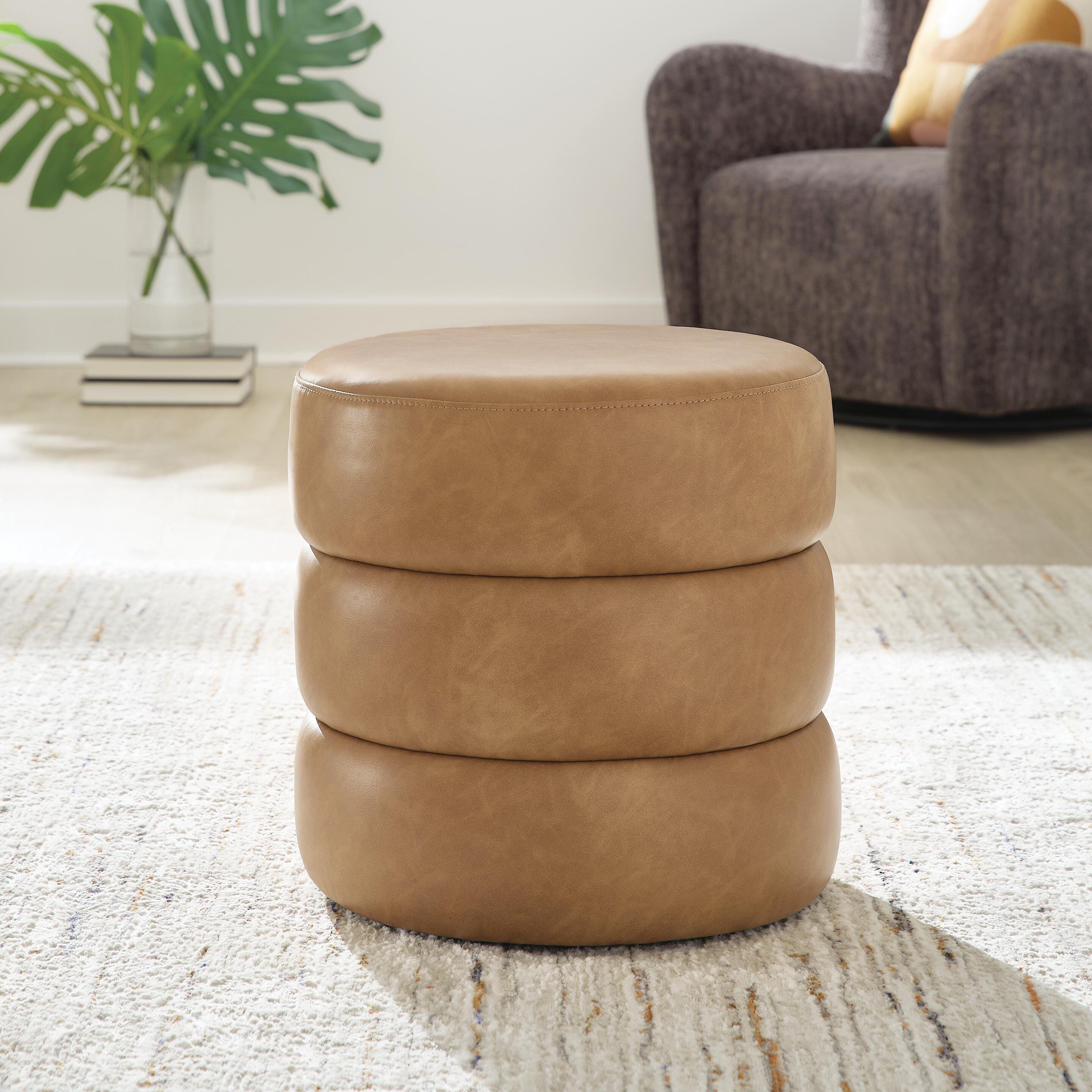 Ummi Swivel Accent Ottoman, Caramel, rollover
