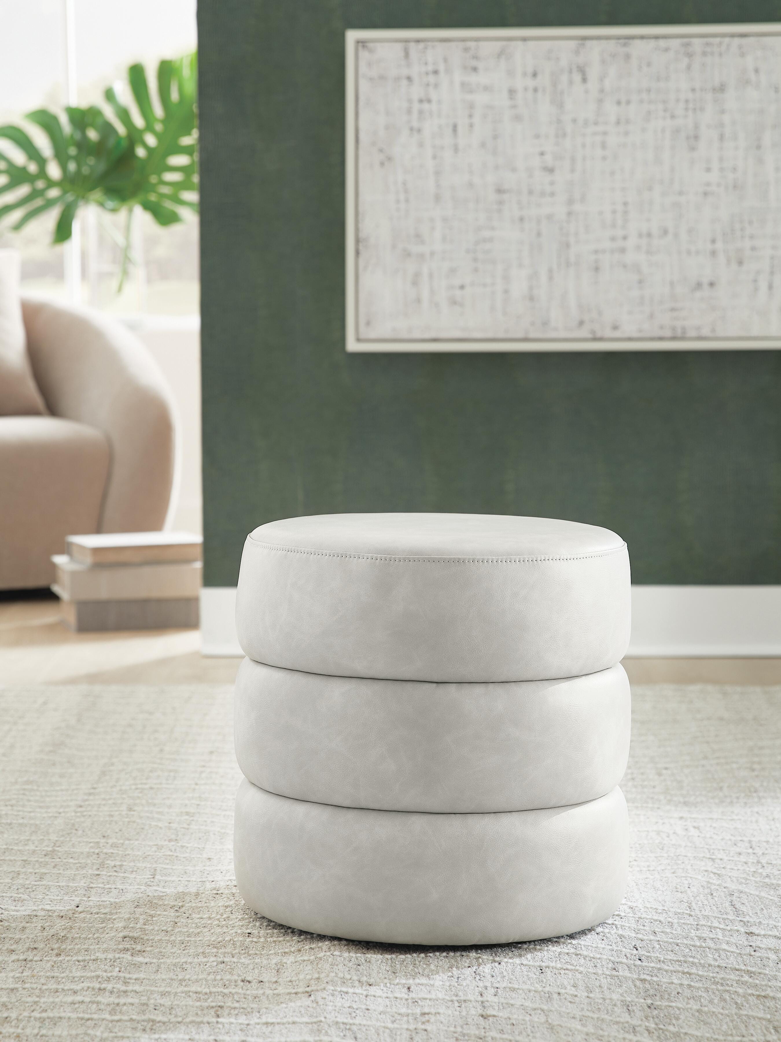 Ummi Swivel Accent Ottoman, Bone, rollover