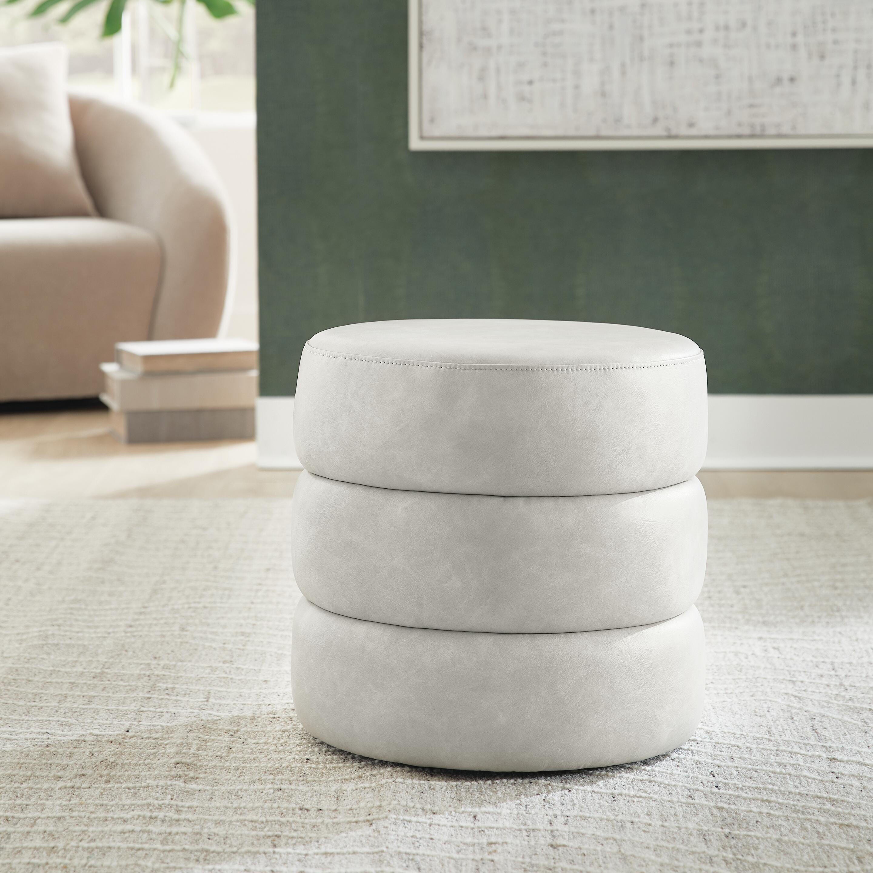 Ummi Swivel Accent Ottoman, Bone, rollover