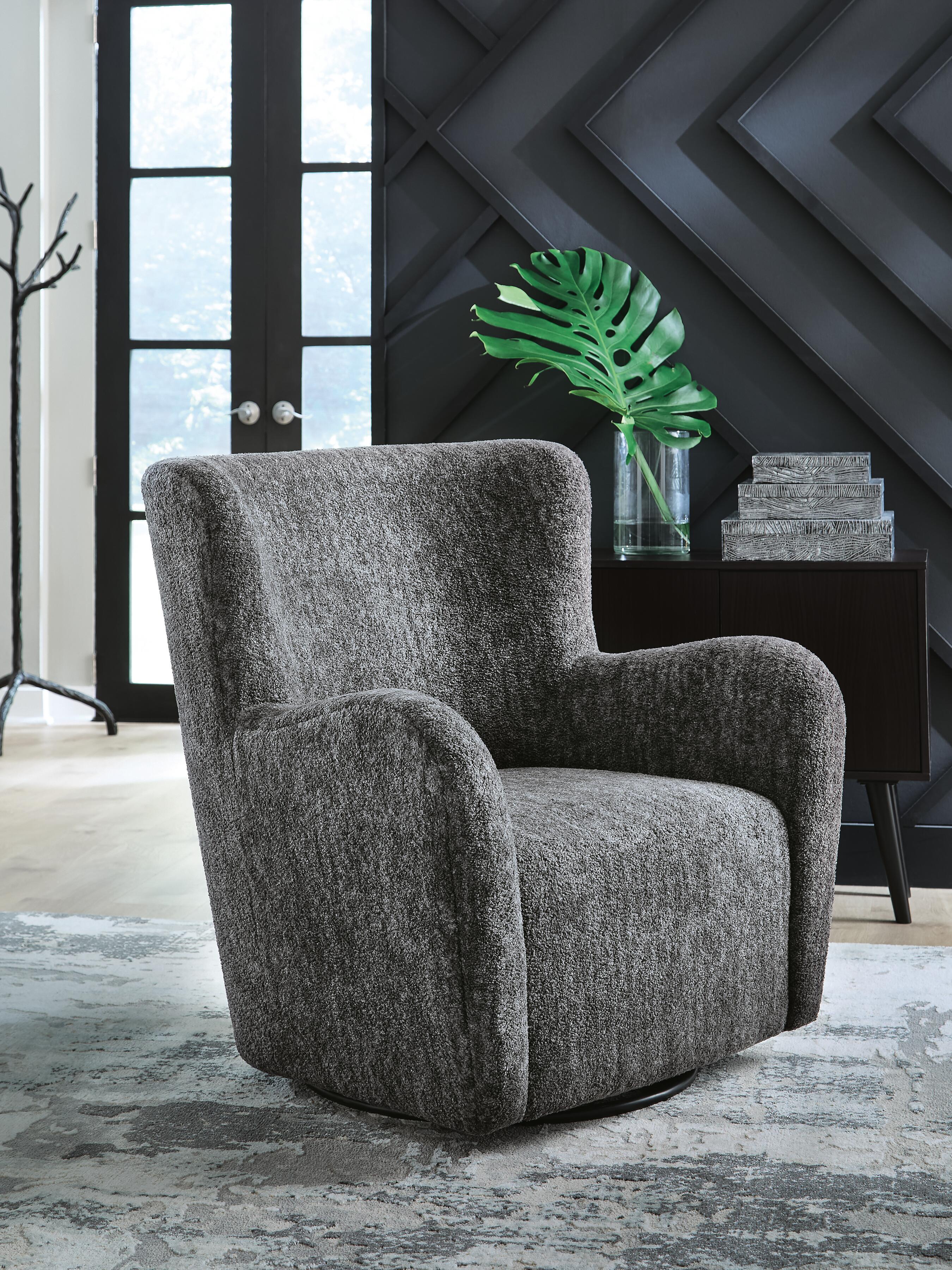 Rowenburg Swivel Glider Accent Chair, Heather Charcoal, rollover