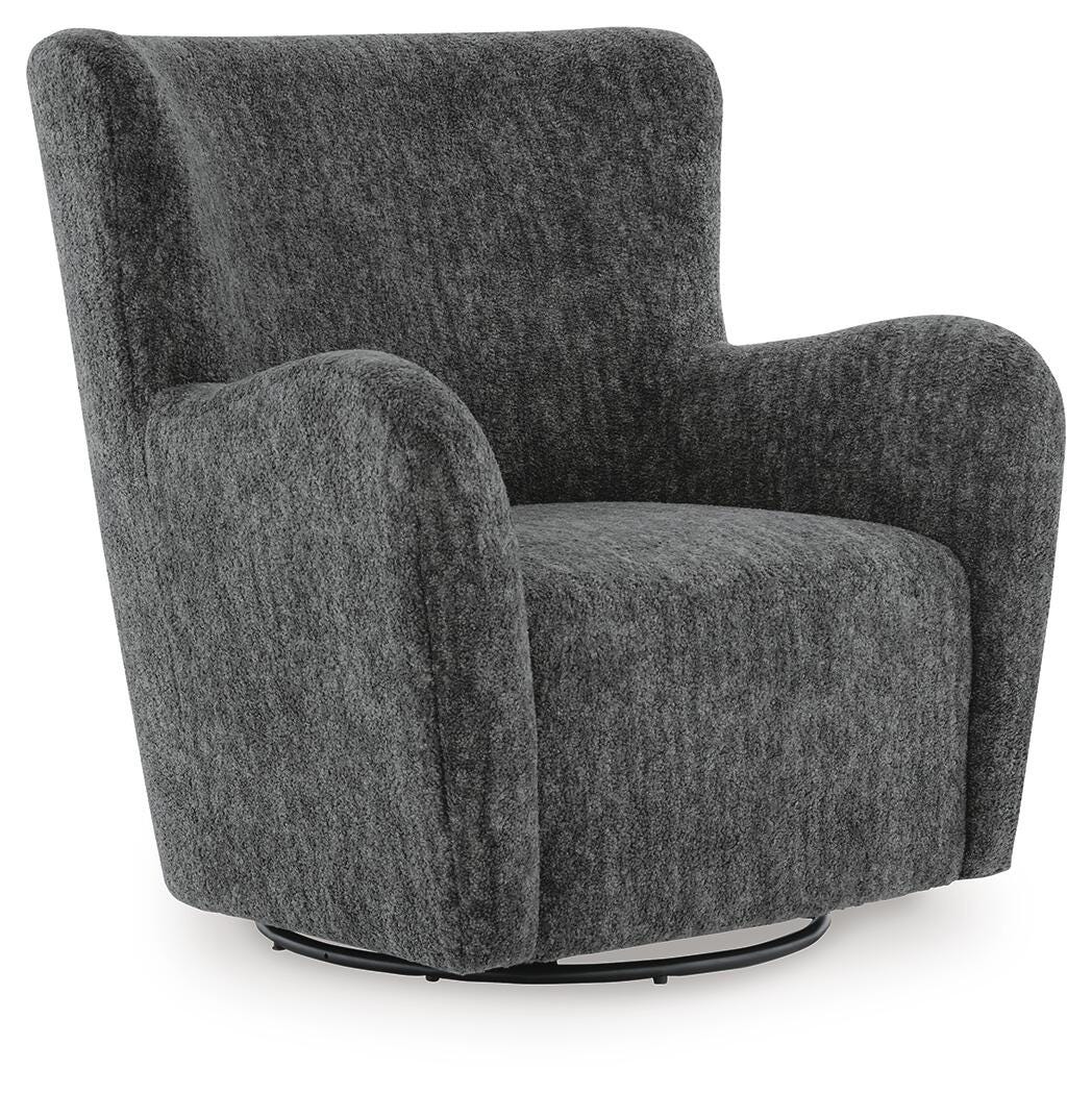Rowenburg Swivel Glider Accent Chair, Heather Charcoal, large