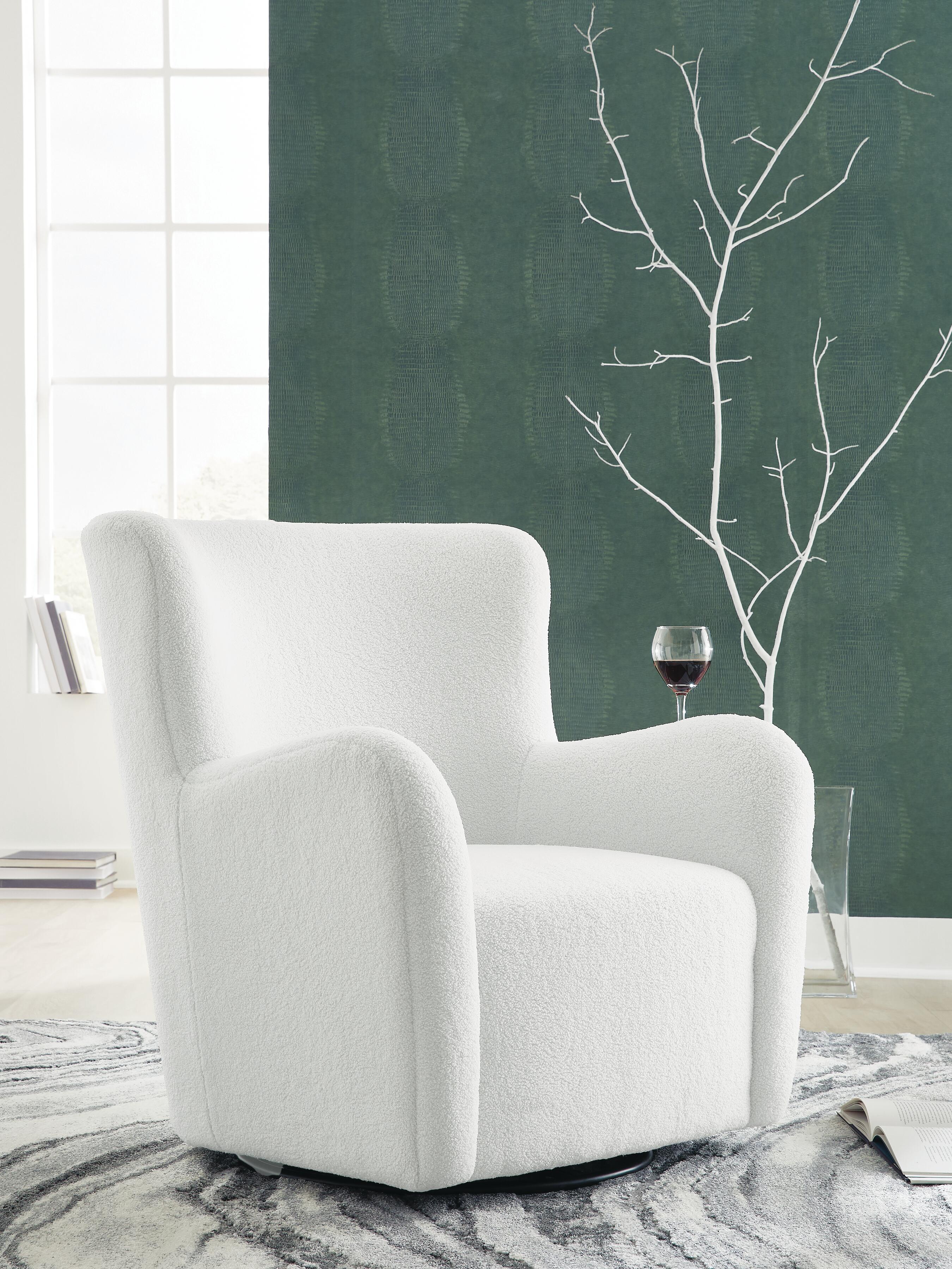 Rowenburg Swivel Glider Accent Chair, Cream, rollover