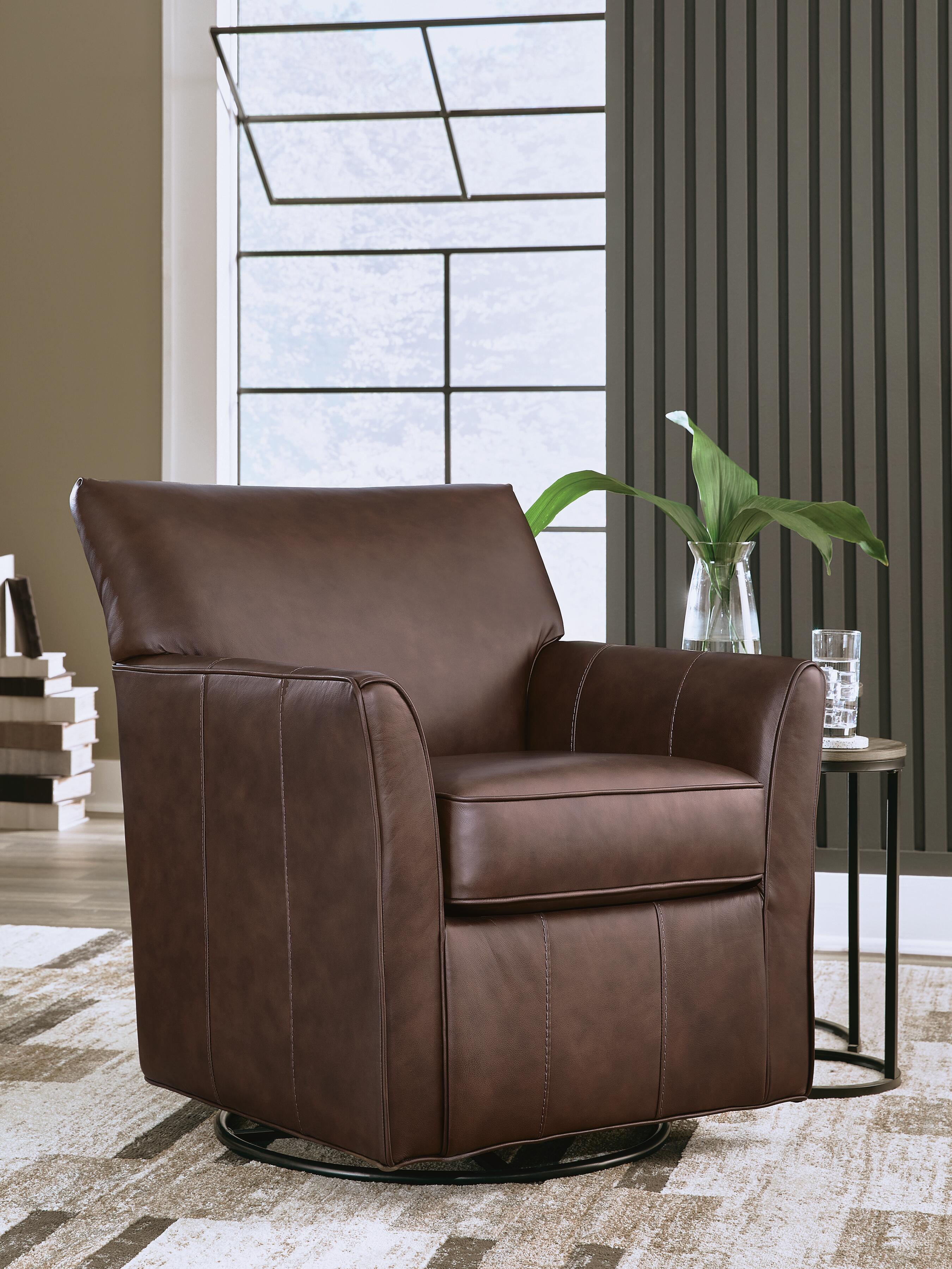 Braydunn Swivel Glider Accent Chair, Espresso Brown, rollover