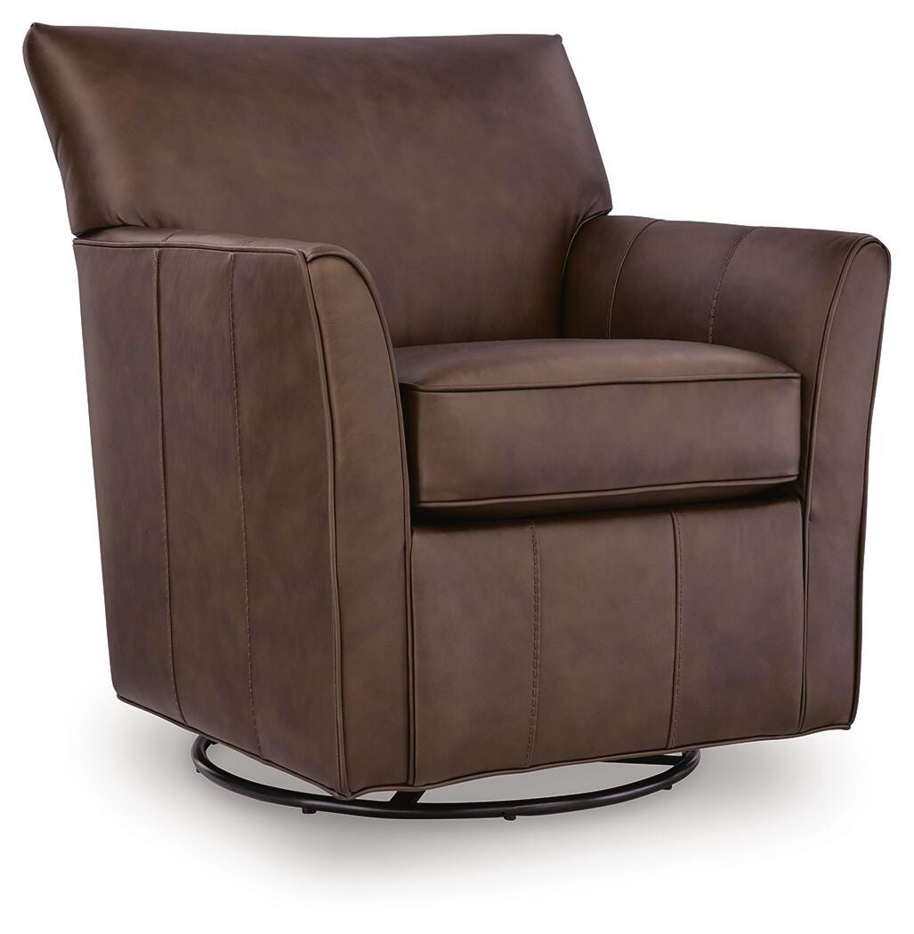 Braydunn Swivel Glider Accent Chair, Espresso Brown, large