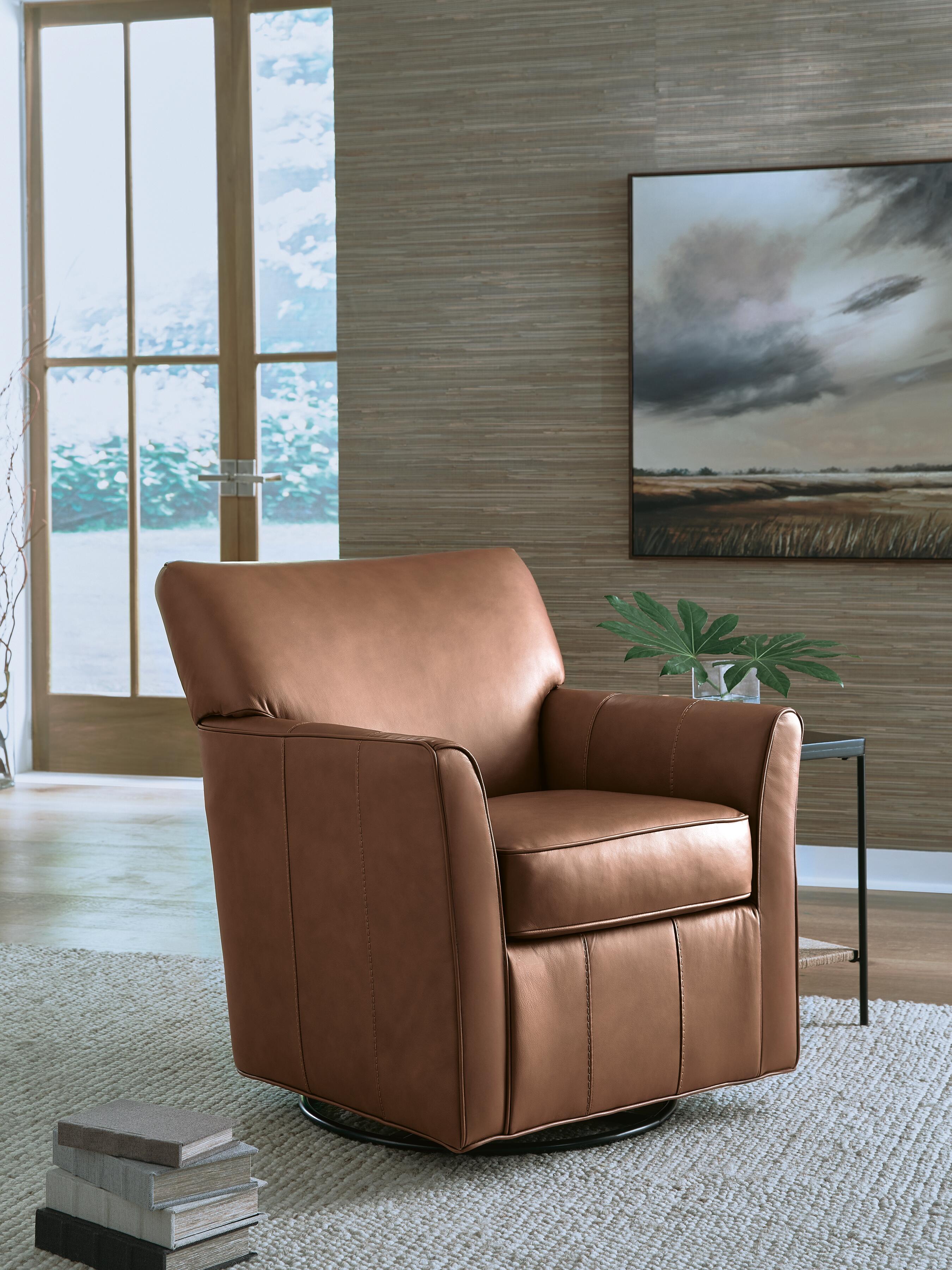 Braydunn Swivel Glider Accent Chair, Caramel, rollover