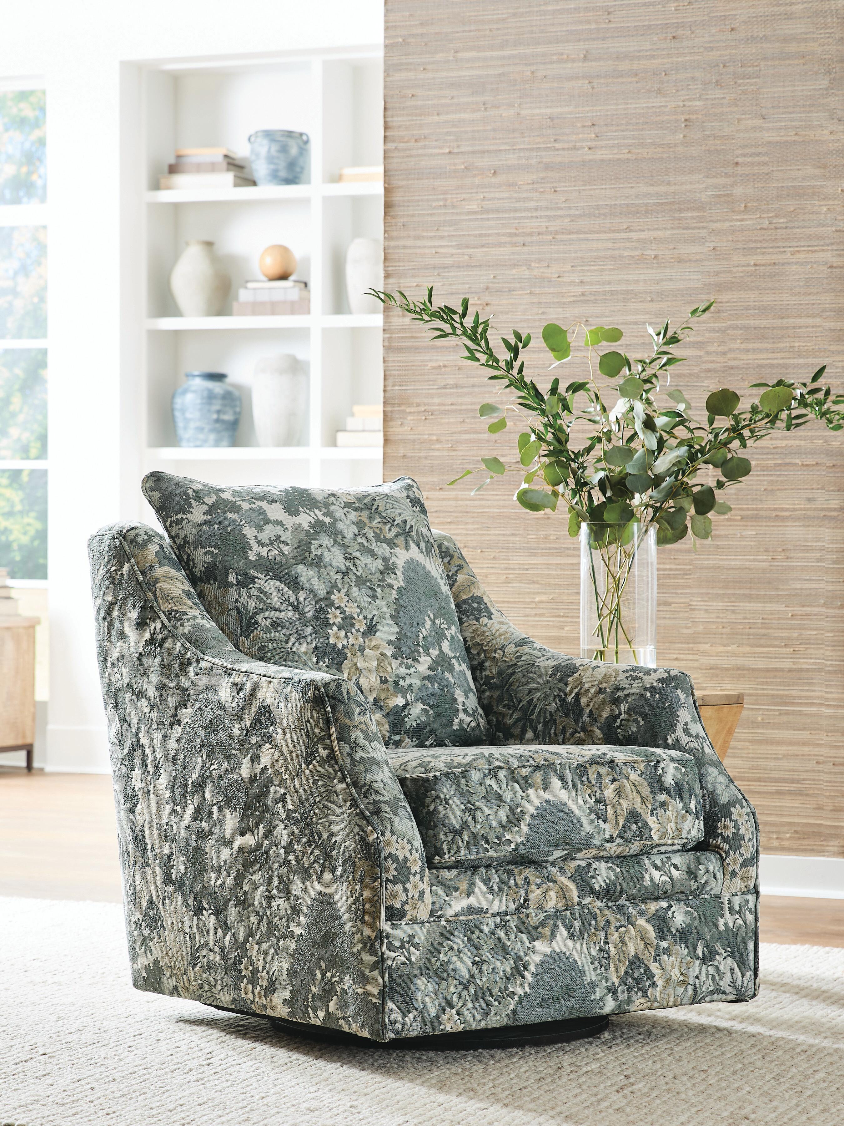 Gubbins Swivel Accent Chair, Blue/Green/Yellow, rollover