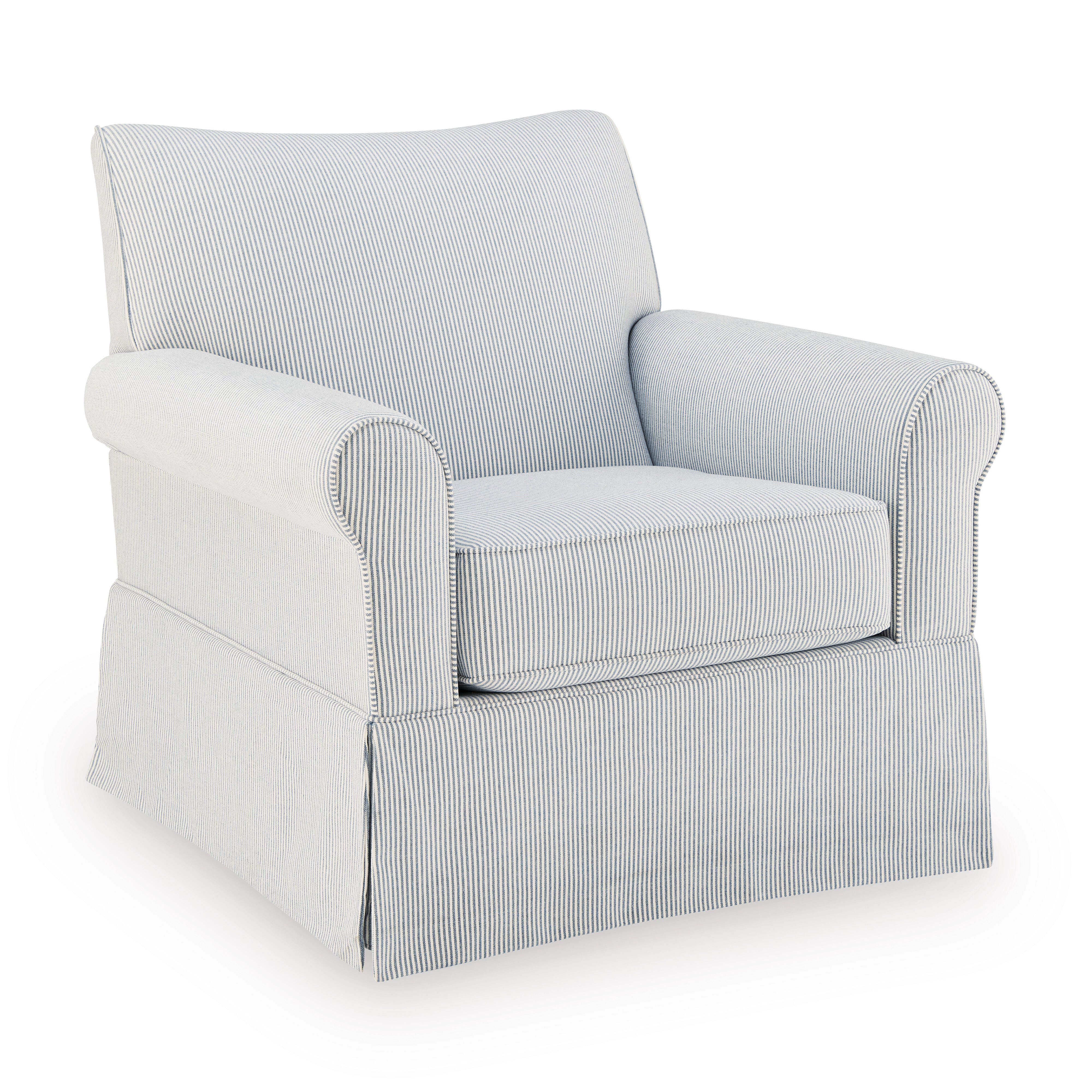 Searcy Swivel Glider Accent Chair, White/Navy, large