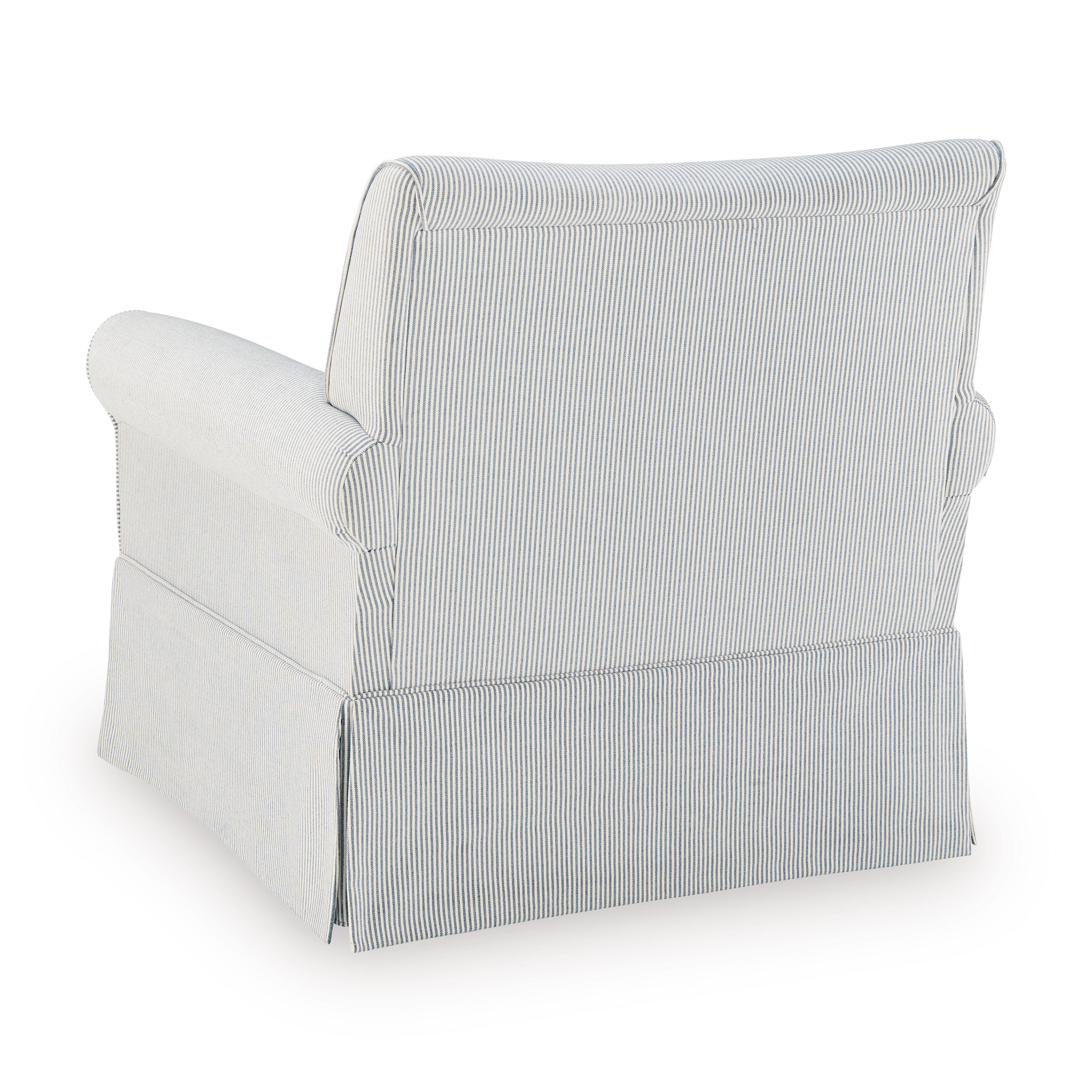 Searcy Swivel Glider Accent Chair, White/Navy, large