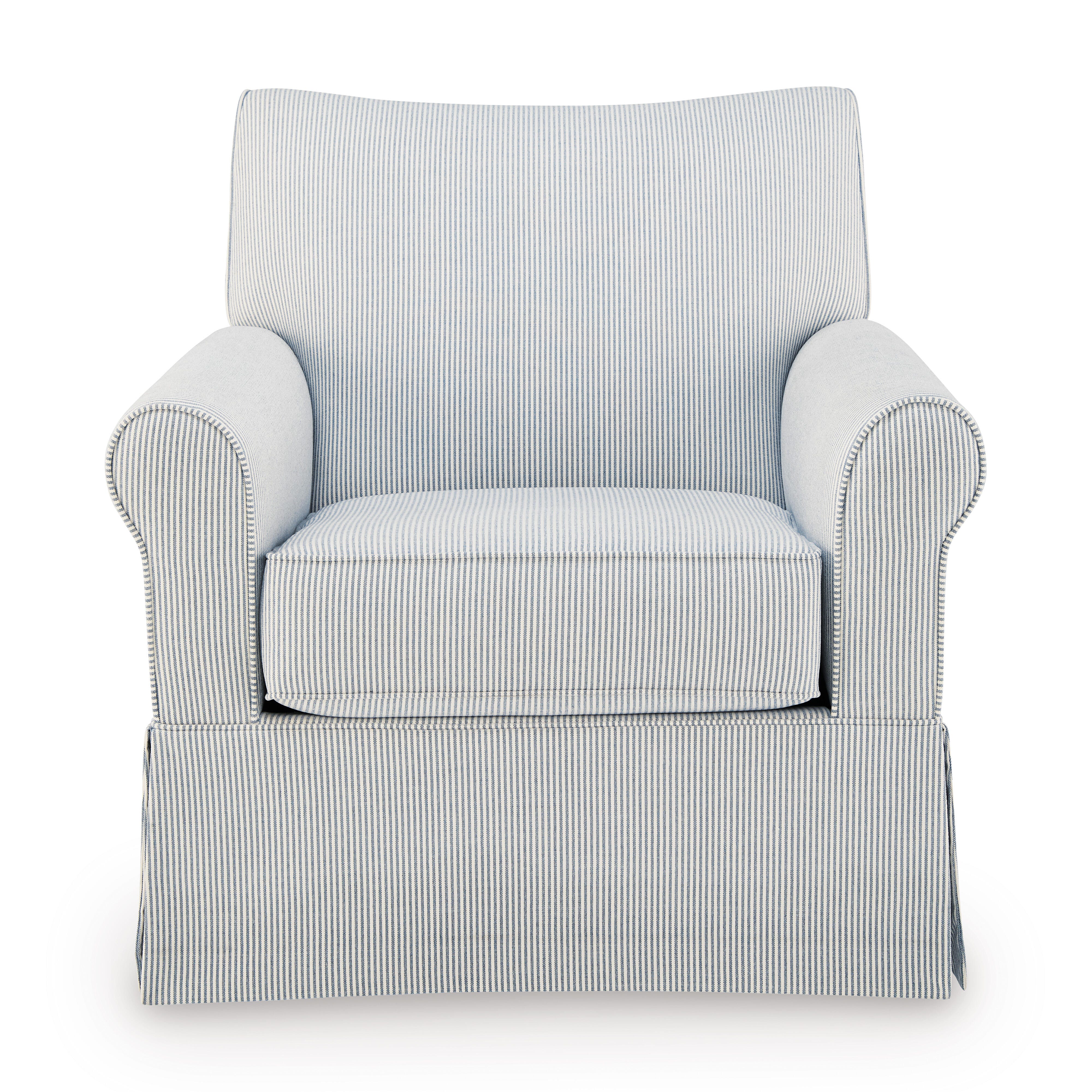Searcy Swivel Glider Accent Chair, White/Navy, large