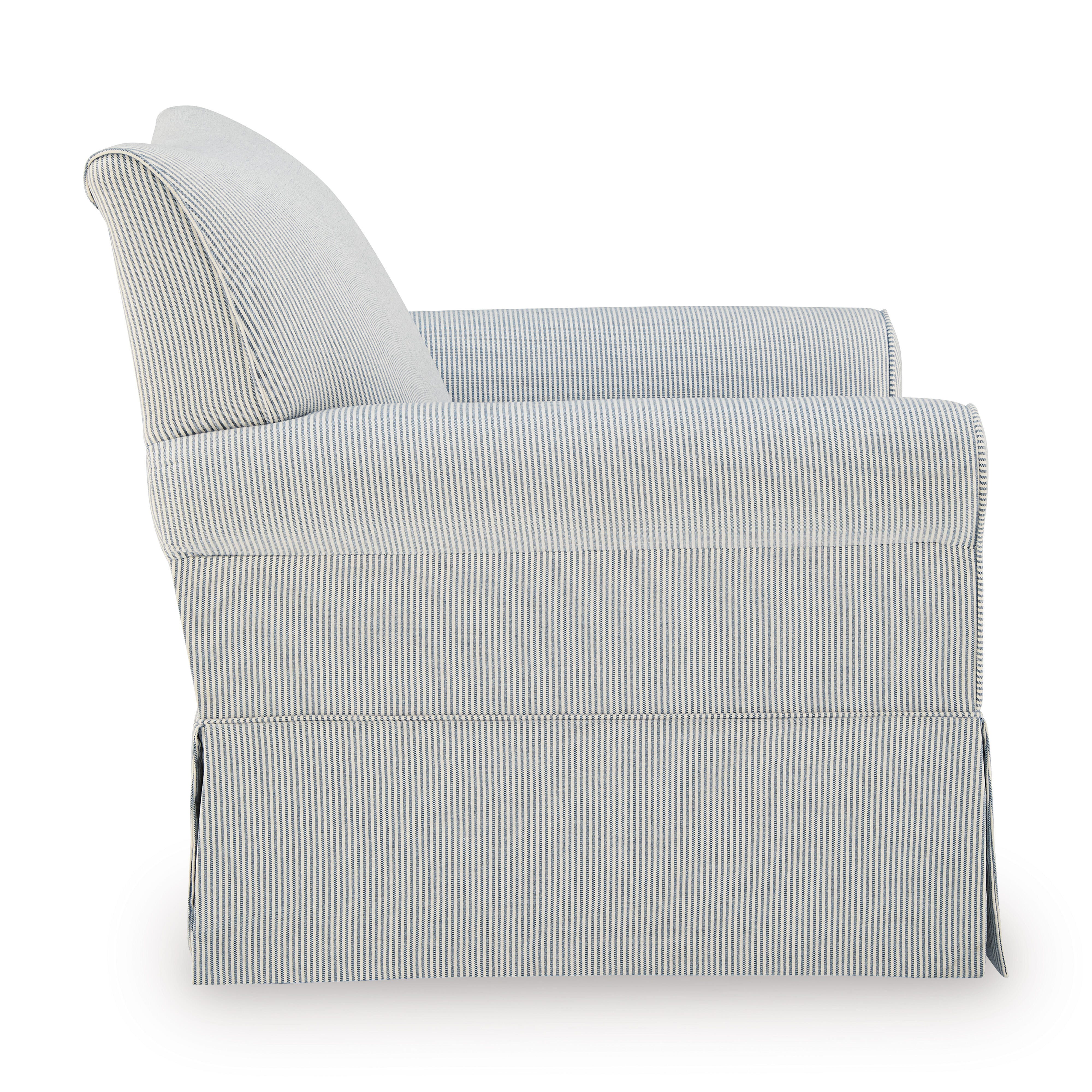 Searcy Swivel Glider Accent Chair, White/Navy, large