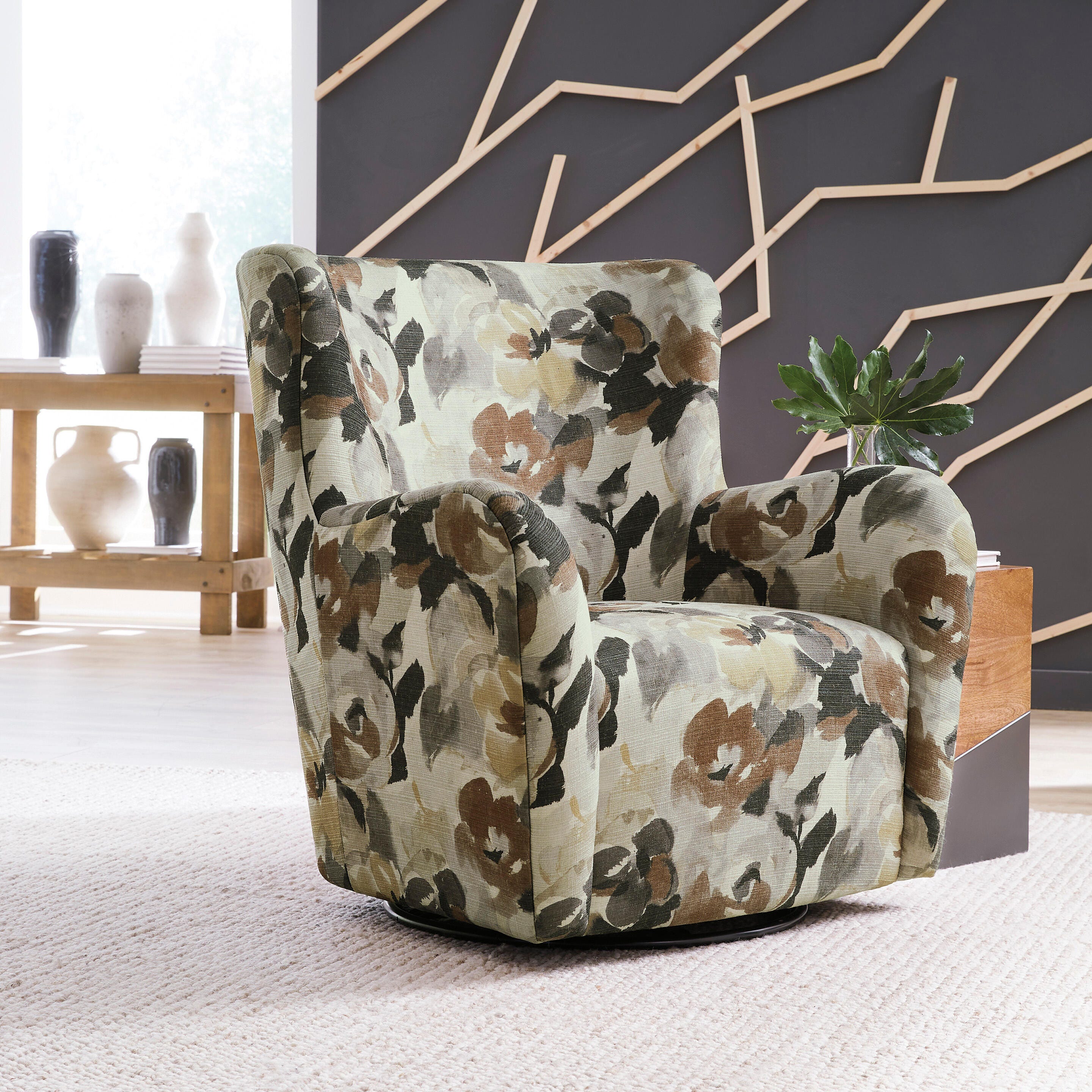 Rowenburg Swivel Glider Accent Chair, Multi, large