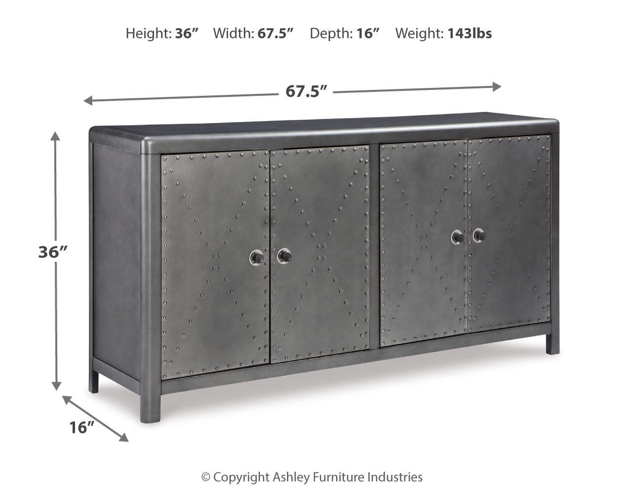 Rock Ridge 67'' 4 Door Accent Cabinet | Ashley