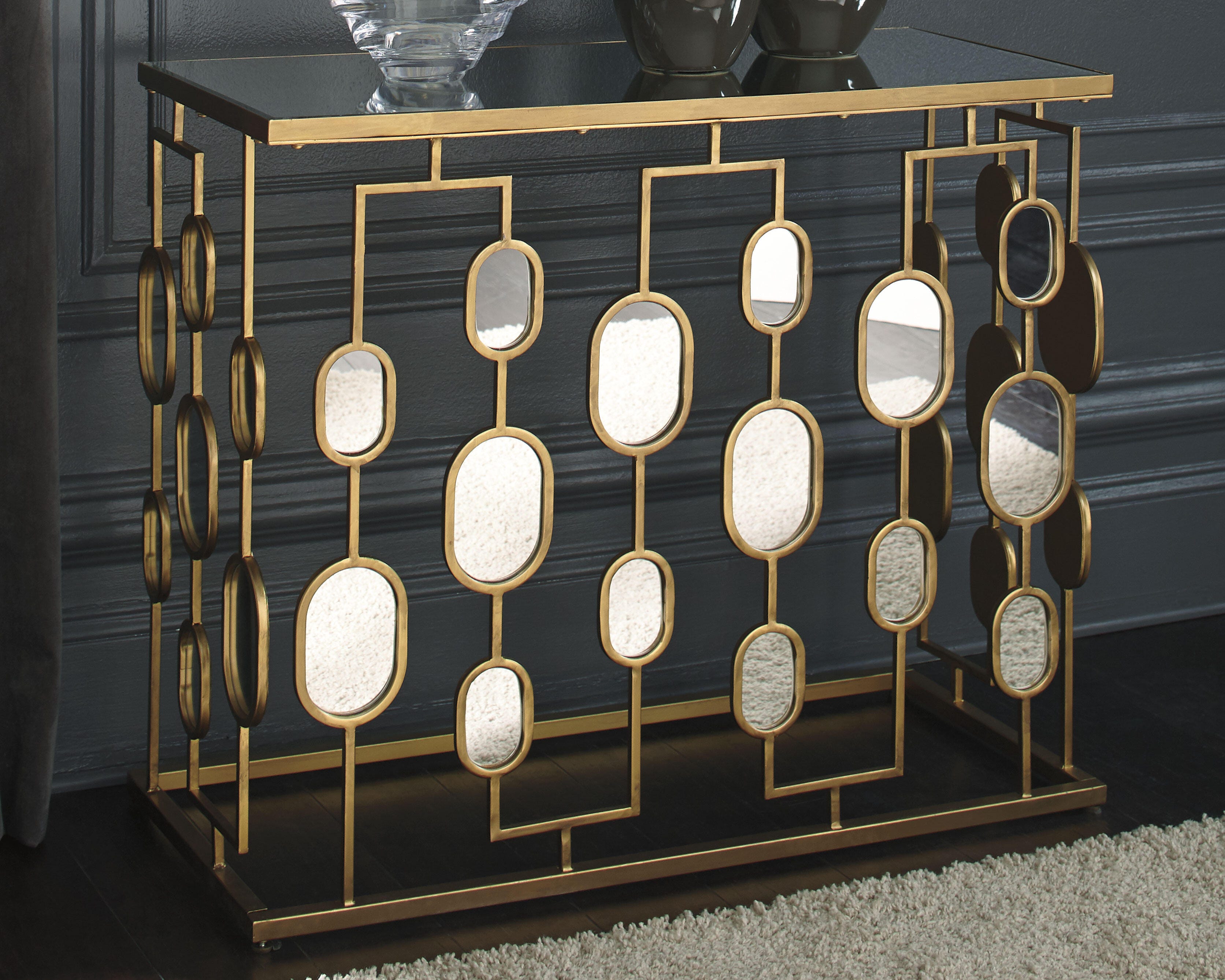 Ashley Majaciコンソールテーブルアンティーク加工ミラーA92 Majaci Mirrored Console | Ashley