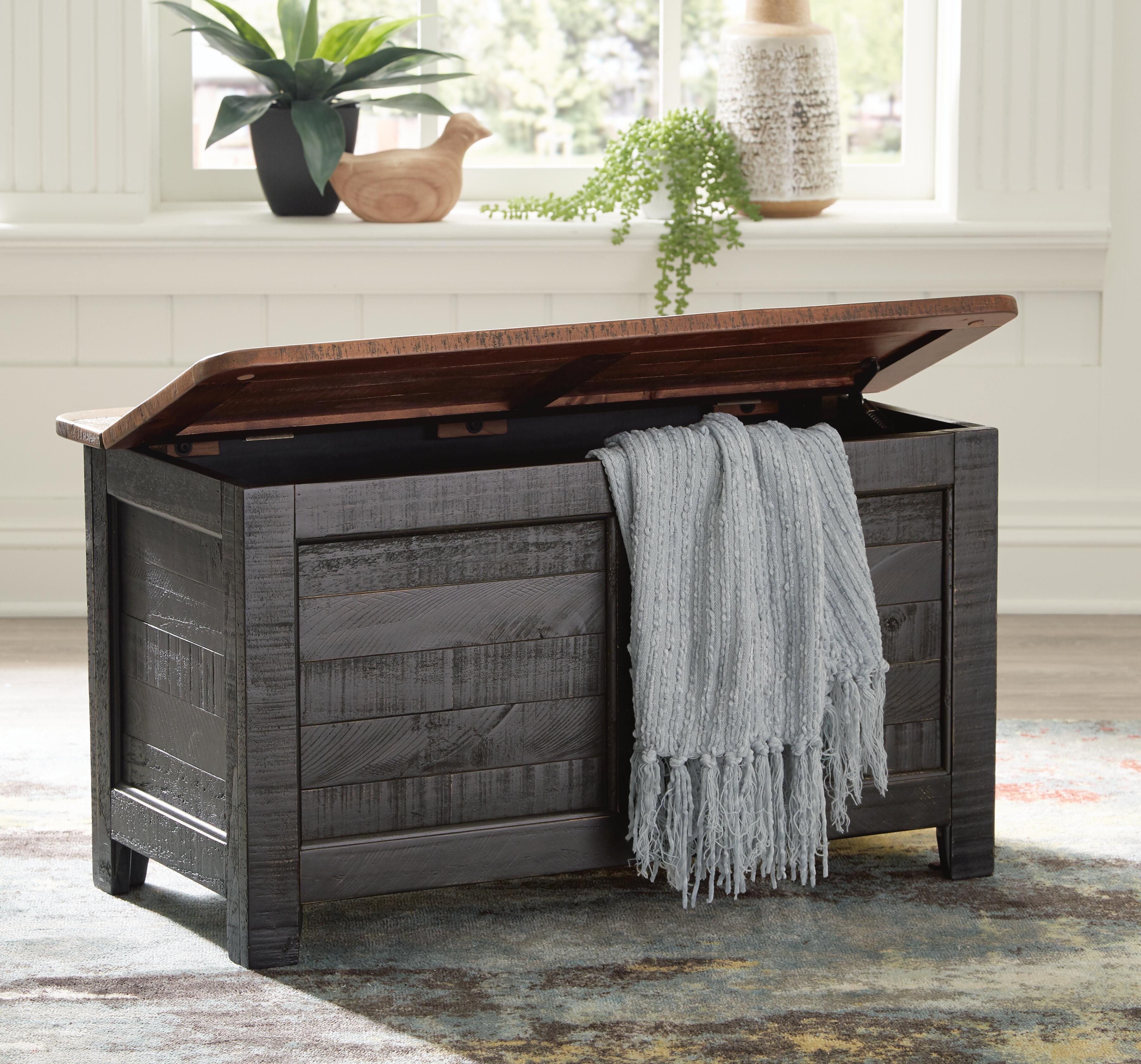 Dashbury Storage Trunk, Antique Black/Brown, large