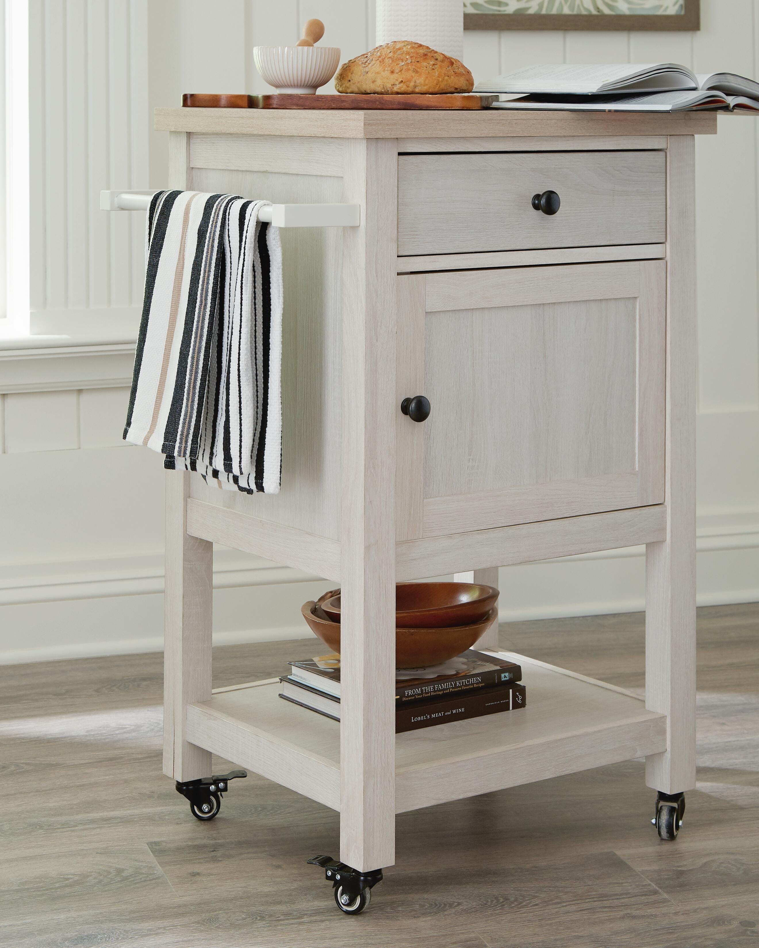 Boderidge Bar Cart, Antique White, large