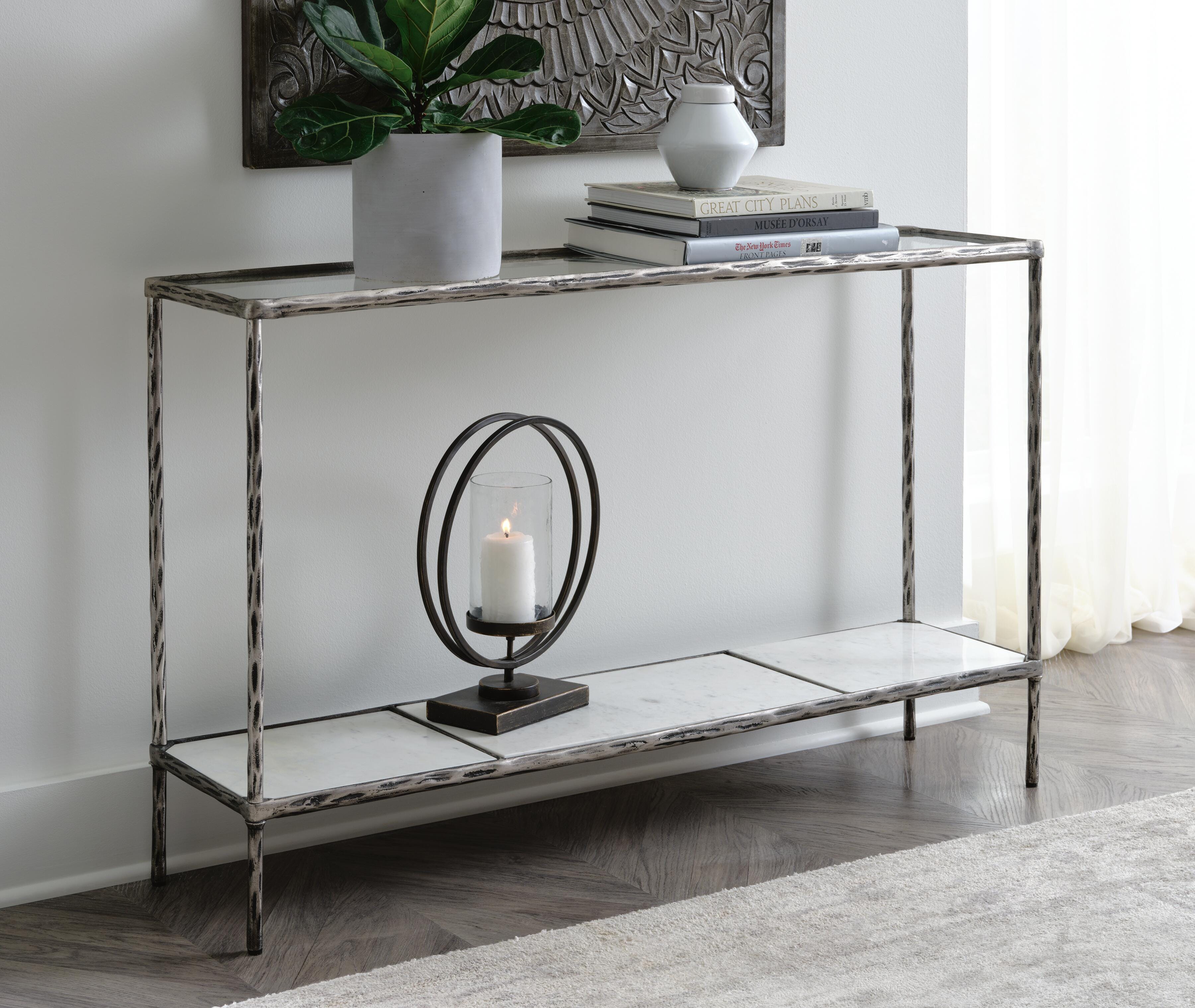 Ryandale Console Sofa Table, Antique Pewter Finish, rollover
