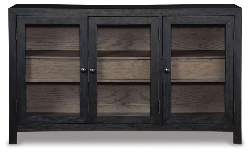 Lenston 3 Door Accent Cabinet, Black/Gray