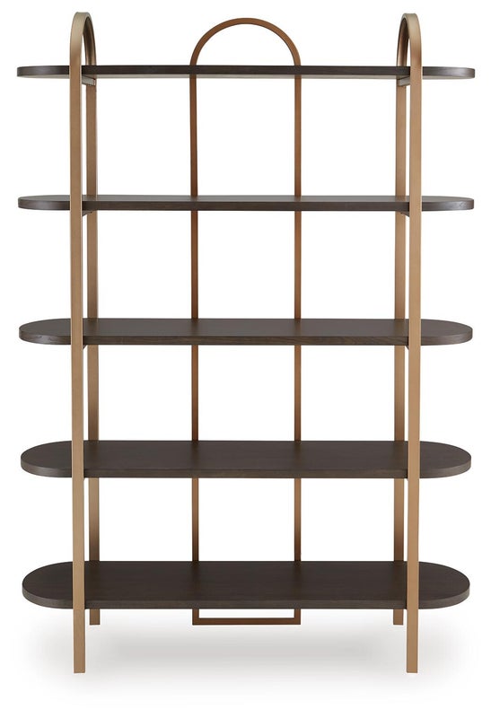 Brentmour Bookcase, Brown/Gold Finish