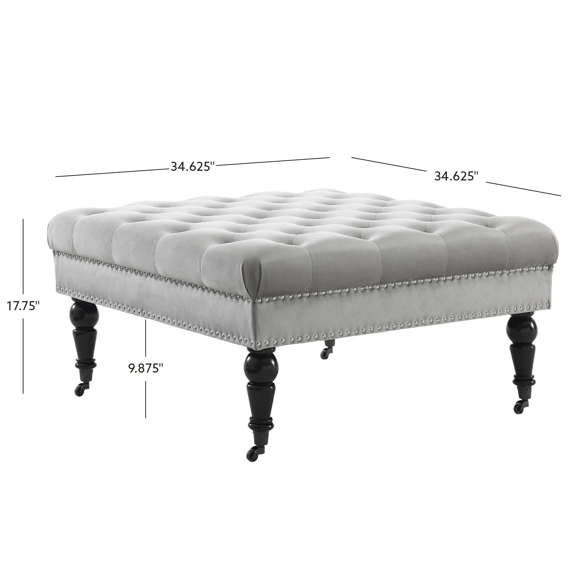 Linon Isabelle Isabelle Square Tufted Ottoman, Gray, large