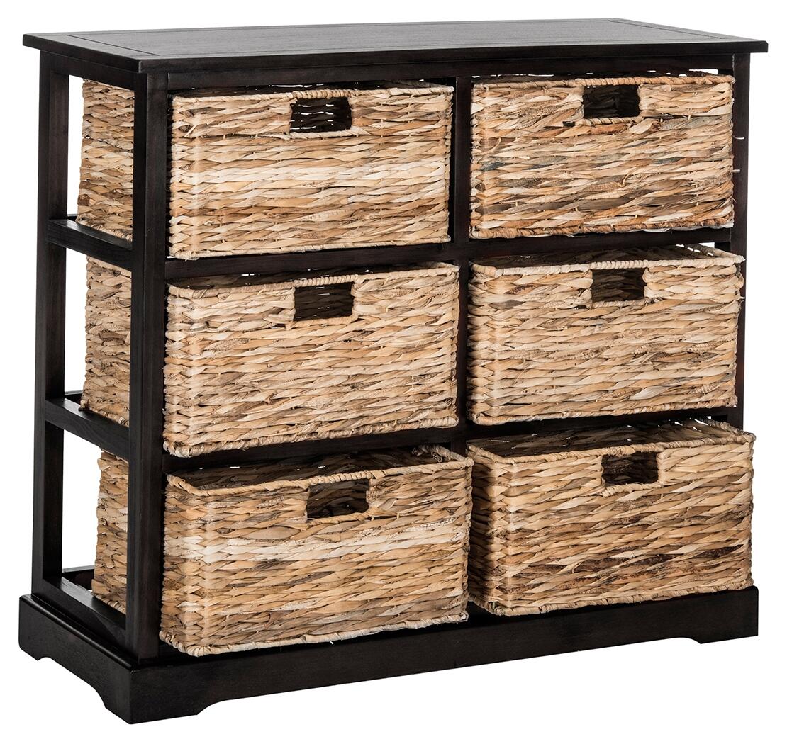 Six Tiered Basket Storage Chest, Distressed Black, large