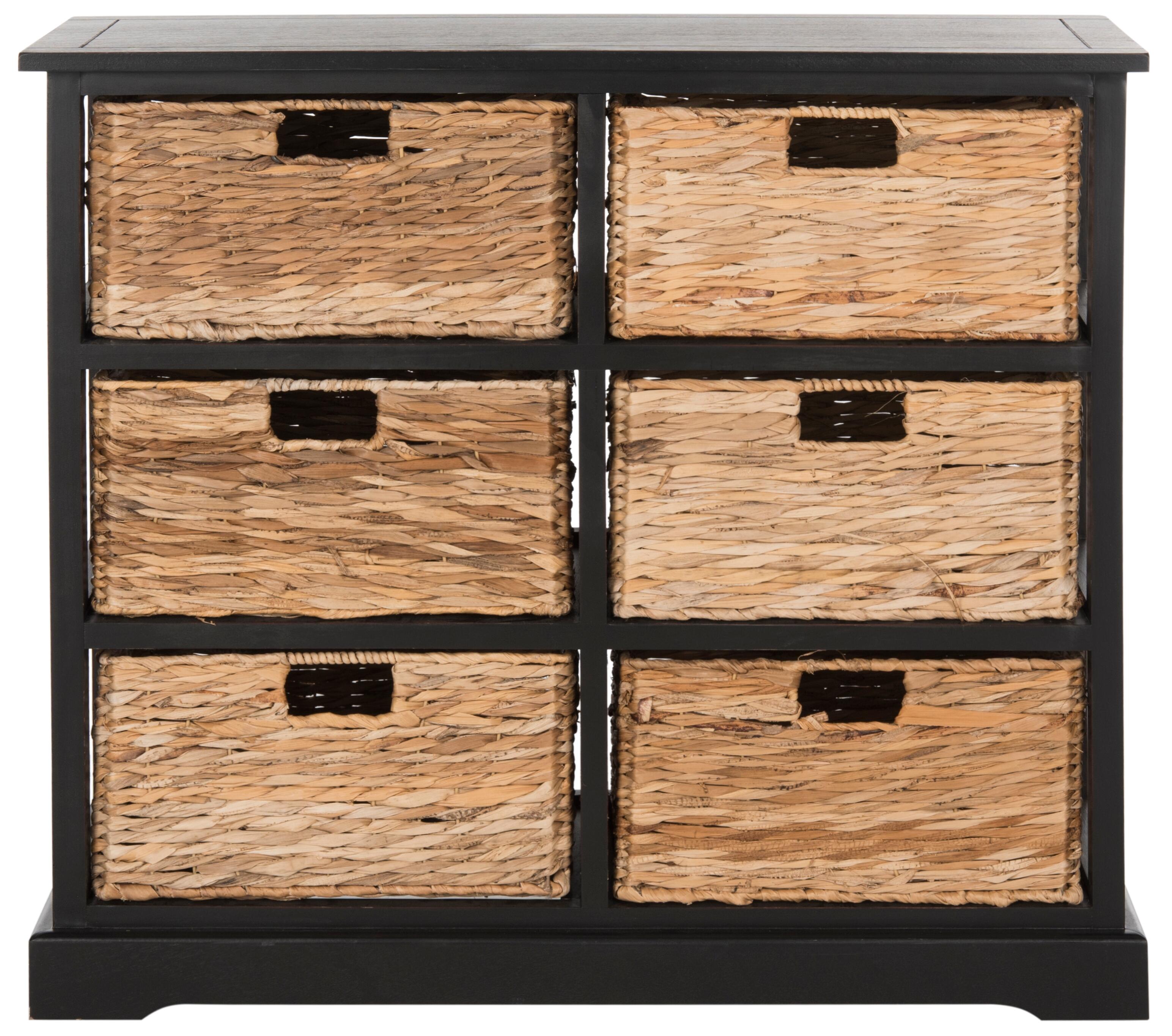 Six Tiered Basket Storage Chest, Distressed Black, large