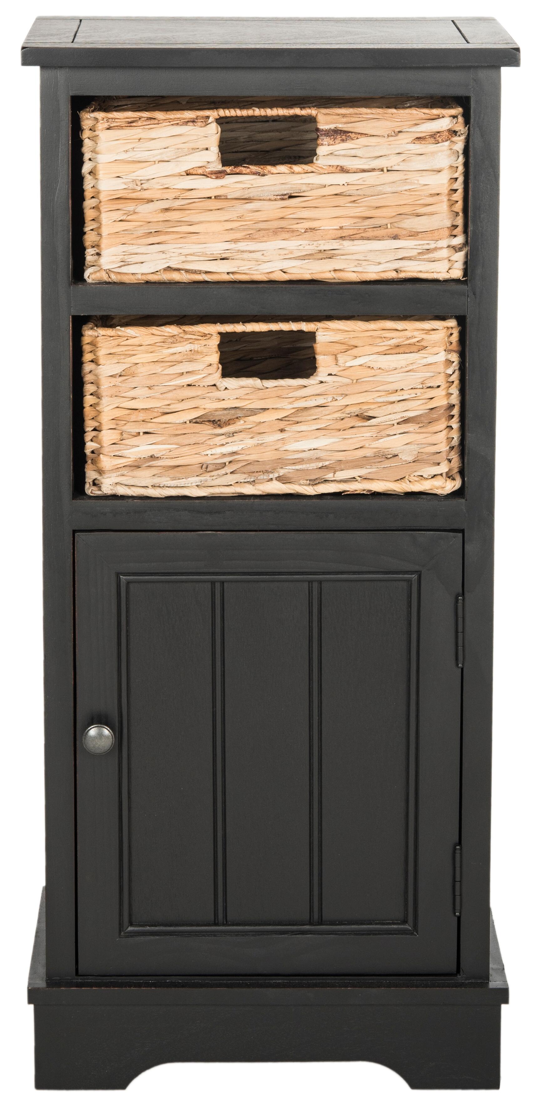 Floor Storage Cabinet, Distressed Black, large