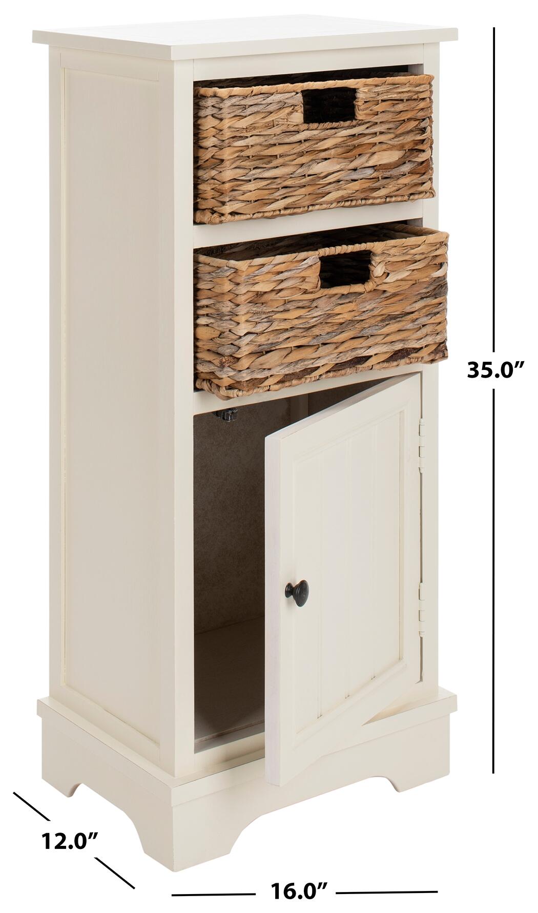 Floor Storage Cabinet, Distressed White, large
