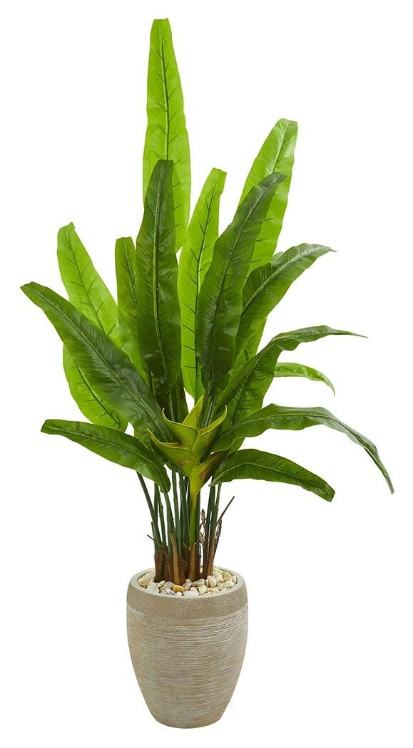Home Accents 64&rdquo; Travelers Palm Artificial Tree in Sand Colored Planter, , large