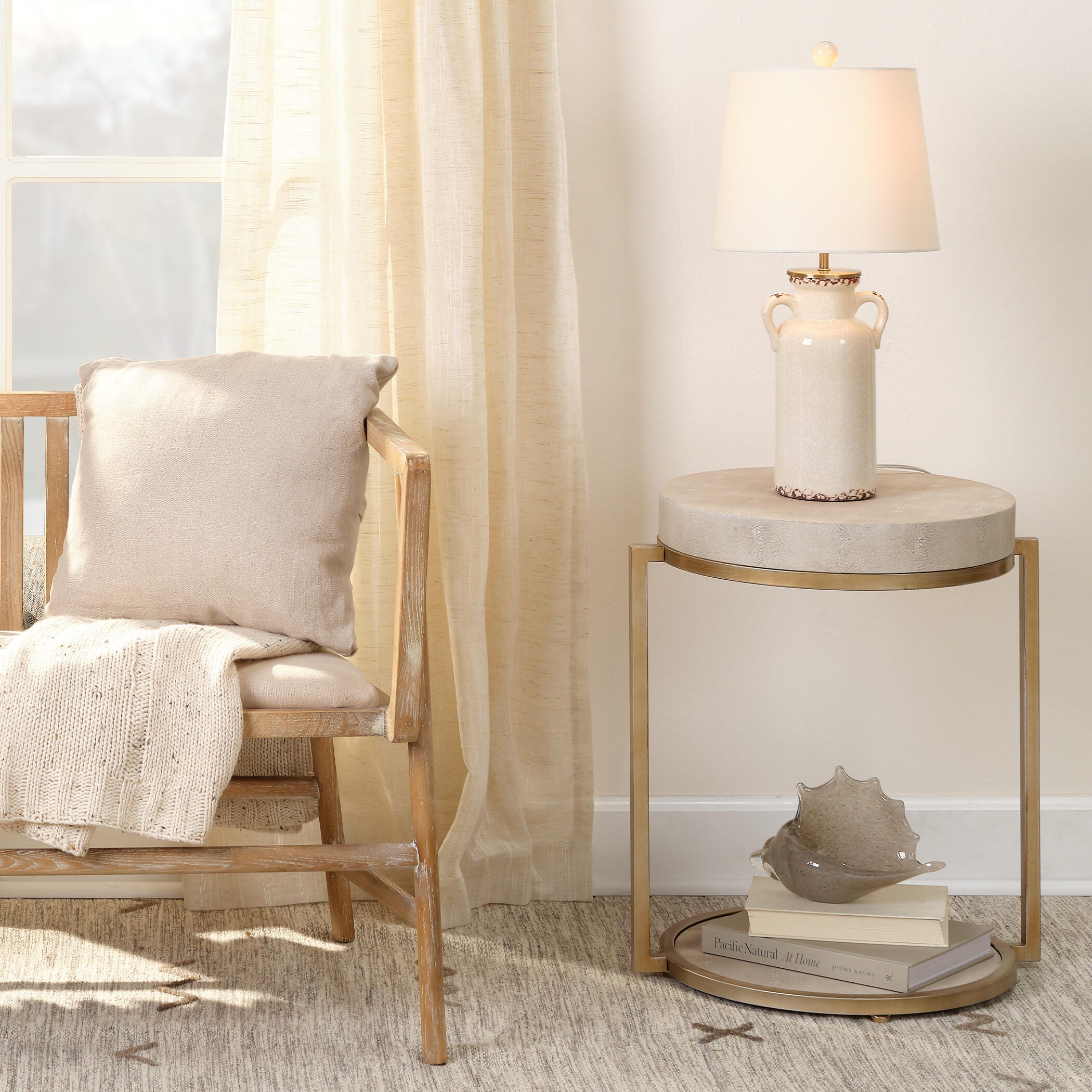 Relaxed Elegance Elle Side Table, White, large