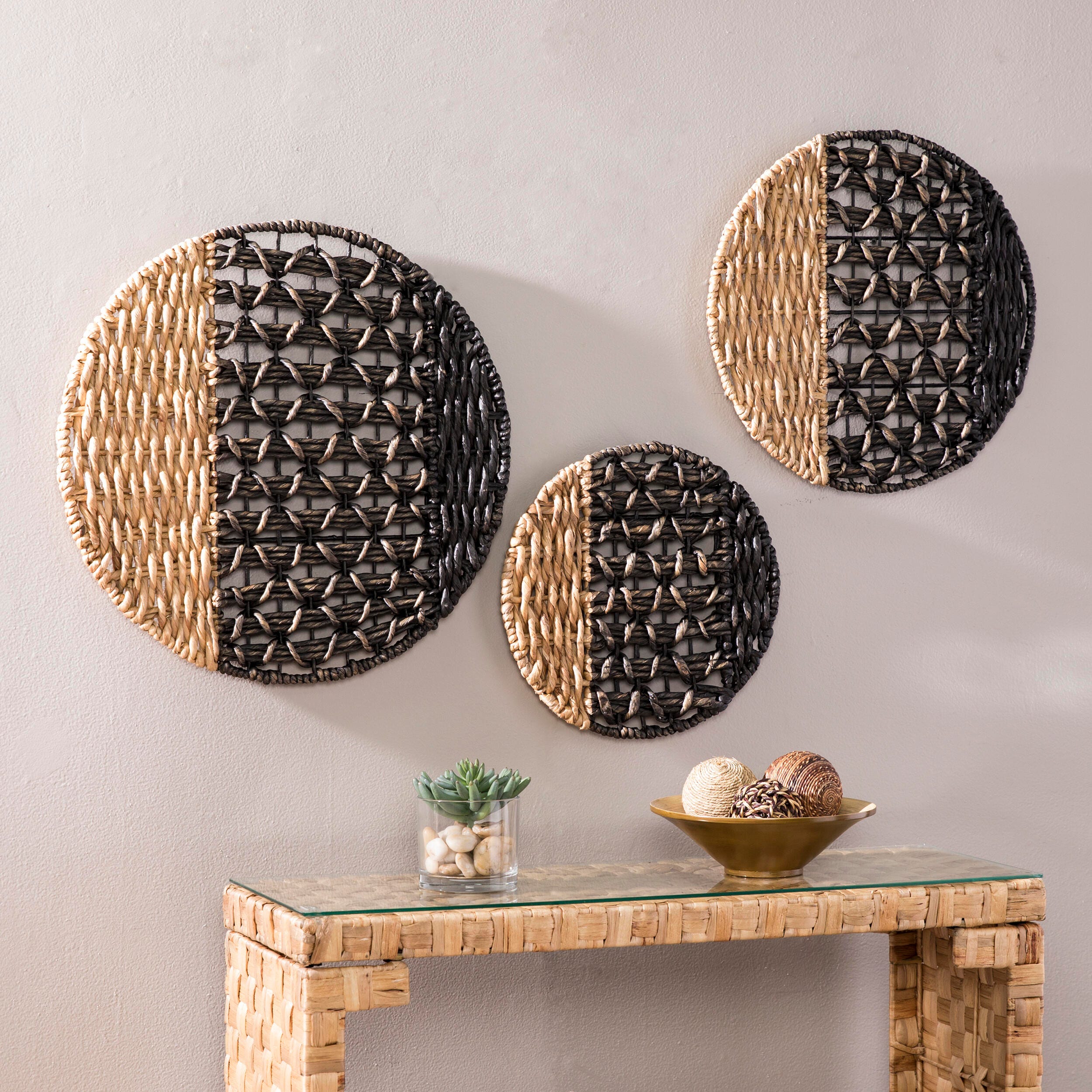 Home Accents Arver Water Hyacinth Wall Decor (Set of 3), , large
