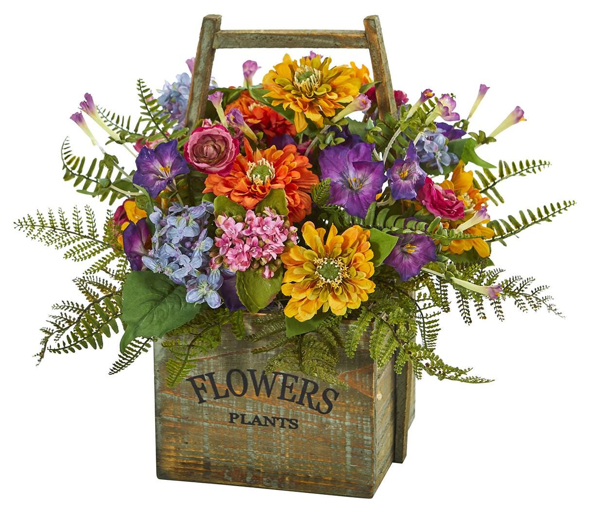 Home Accents Mixed Floral Artificial Arrangement in Wood Basket, , large
