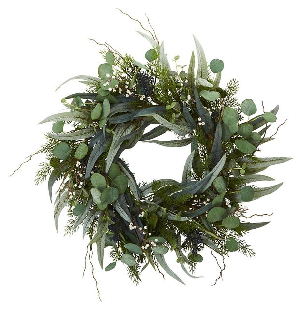 24" Eucalyptus and Mixed Greens Artificial Wreath