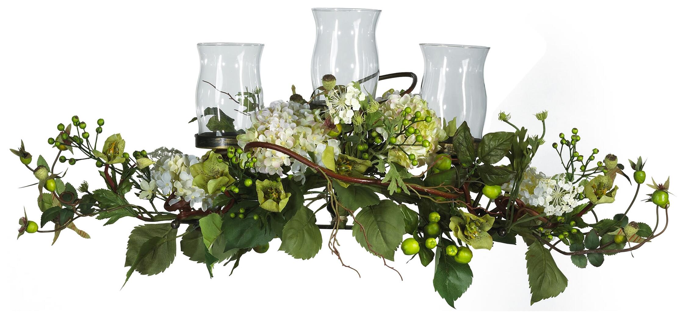 Home Accents Hydrangea Triple Candleabrum Centerpiece, , large