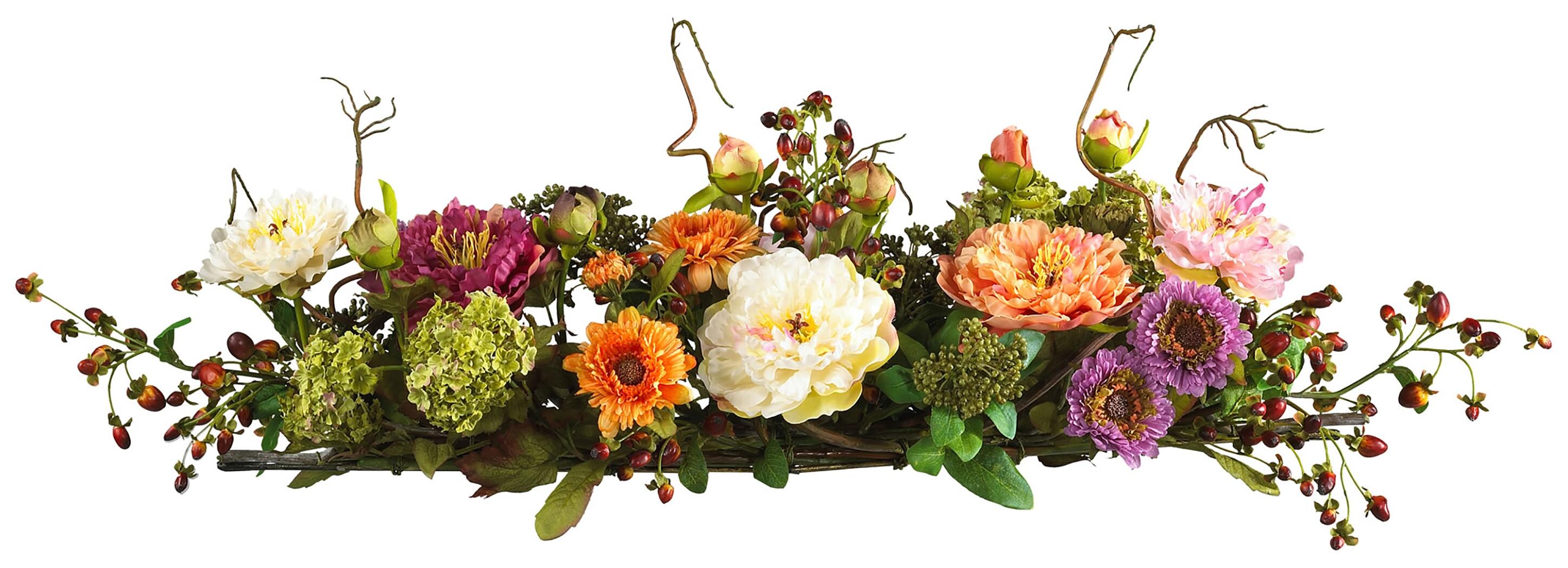 Home Accents Mixed Peony Centerpiece Silk Flower Arrangement, , large