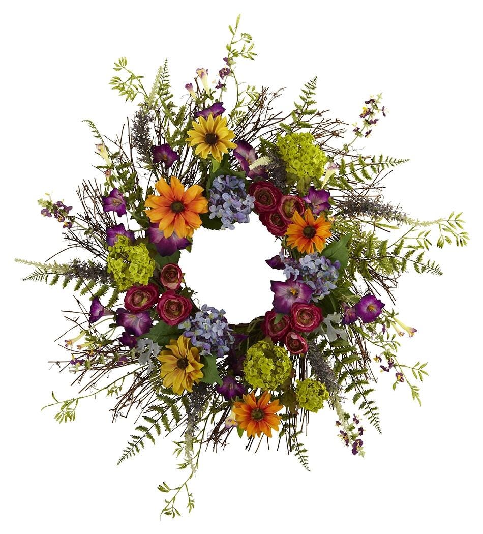 Home Accents 24&rdquo; Spring Garden Wreath with Twig Base, , large