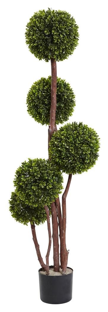 Home Accents 4&rsquo; Boxwood Five Ball Topiary UV Resistant (Indoor/Outdoor), , large