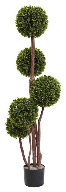 4' Boxwood Five Ball Topiary UV Resistant (Indoor/Outdoor), Green