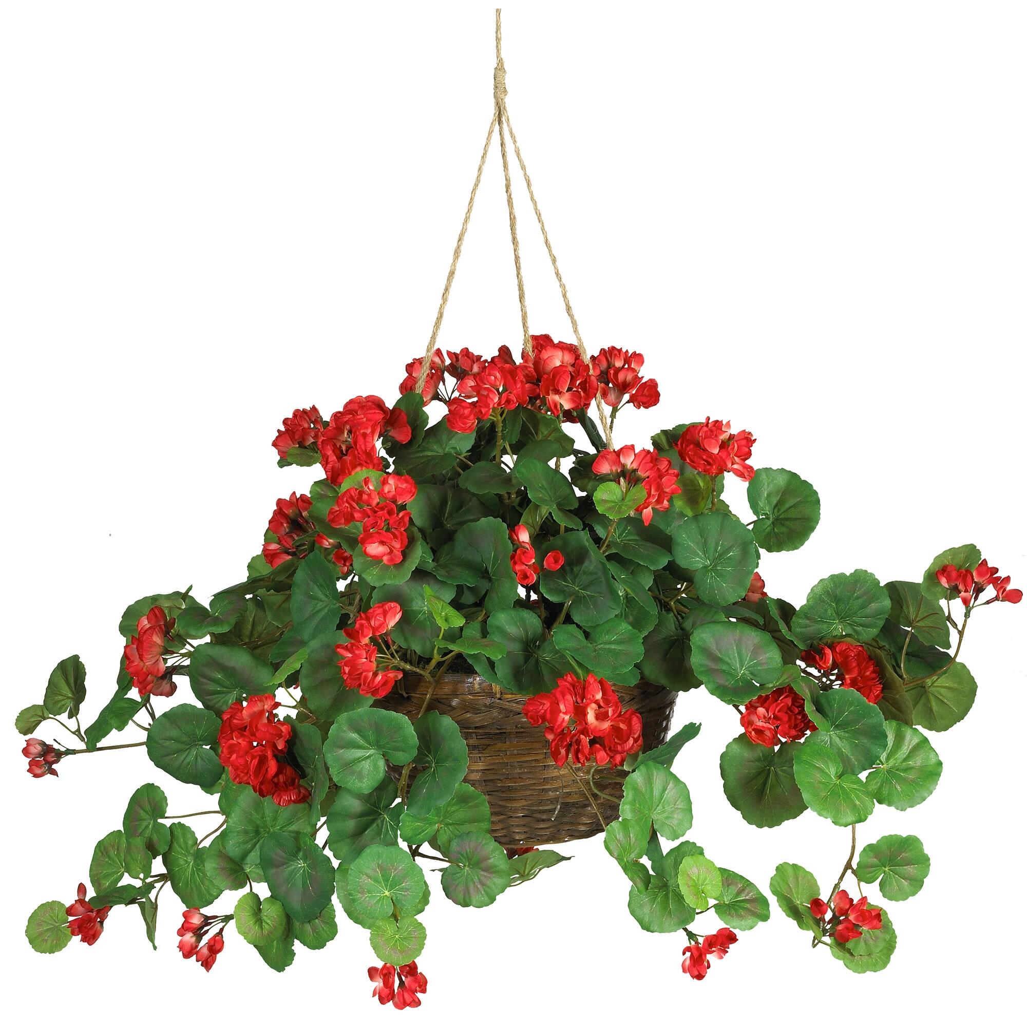 Home Accents Geranium Hanging Basket Silk Plant, , rollover