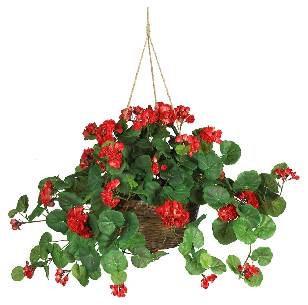 Home Accents Geranium Hanging Basket Silk Plant, , large