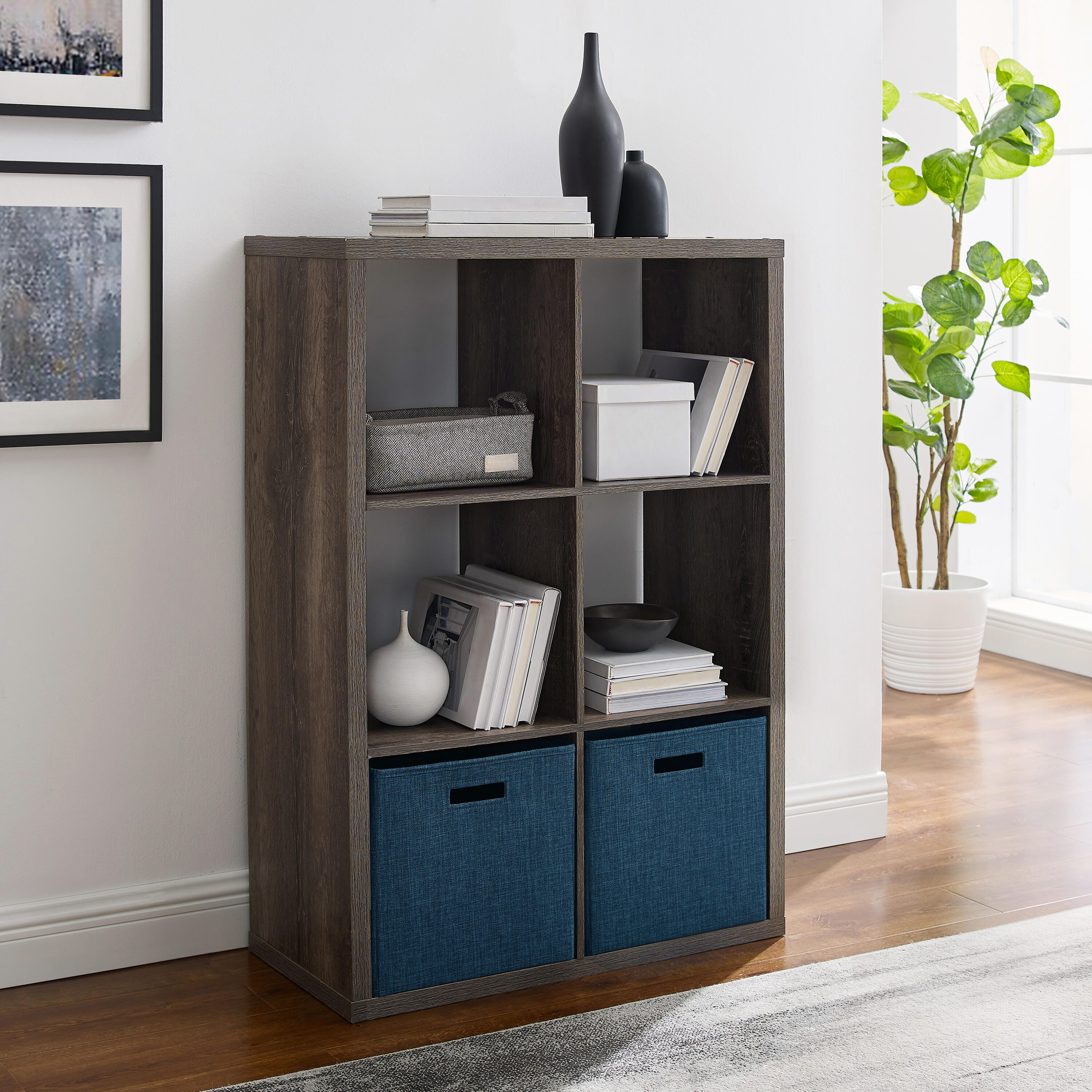 Linon Gwen Storage Shelf, Gray, rollover