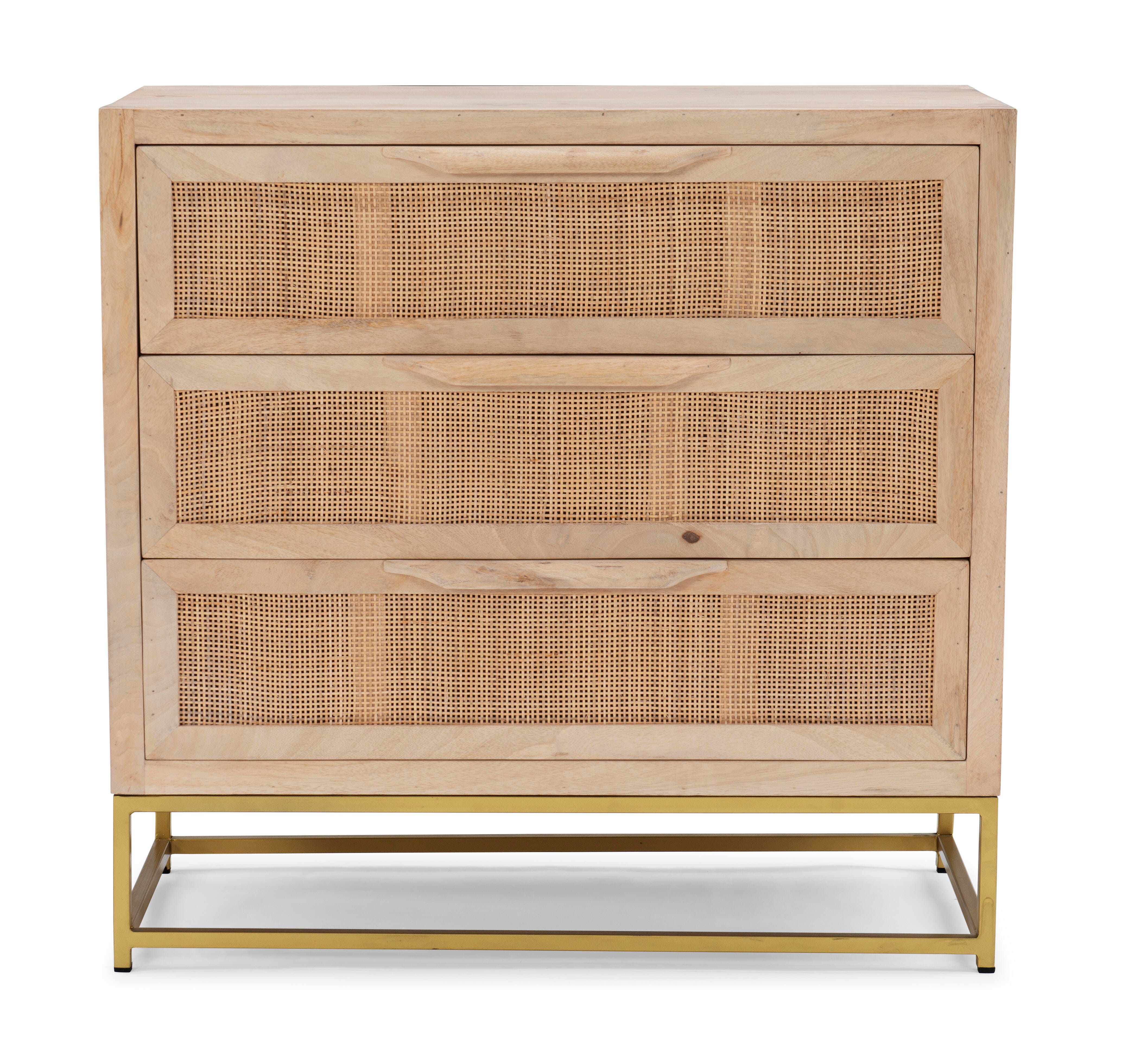 Linon Jones 3 Drawer Cabinet, Natural, large