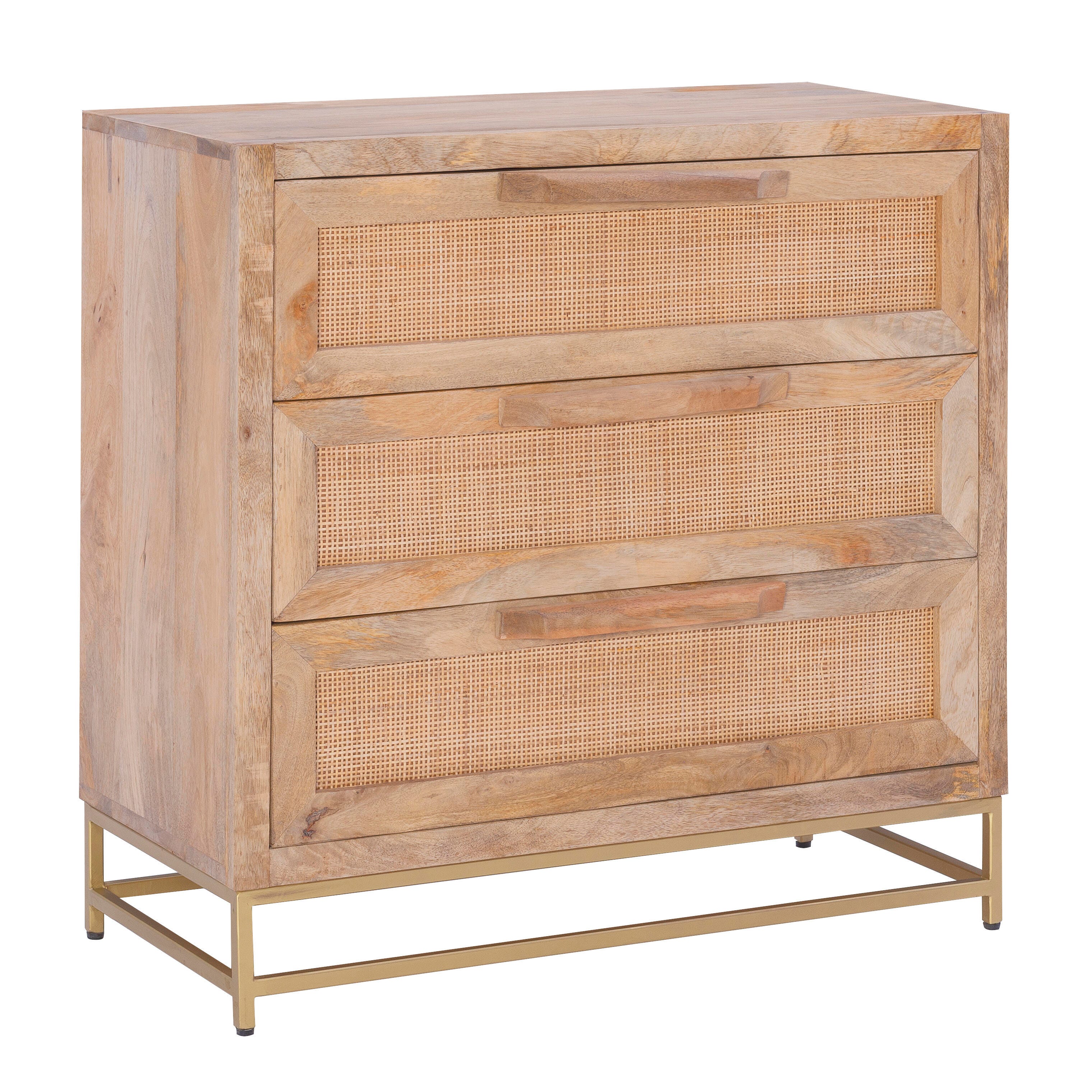 Linon Jones 3 Drawer Cabinet, Natural, large