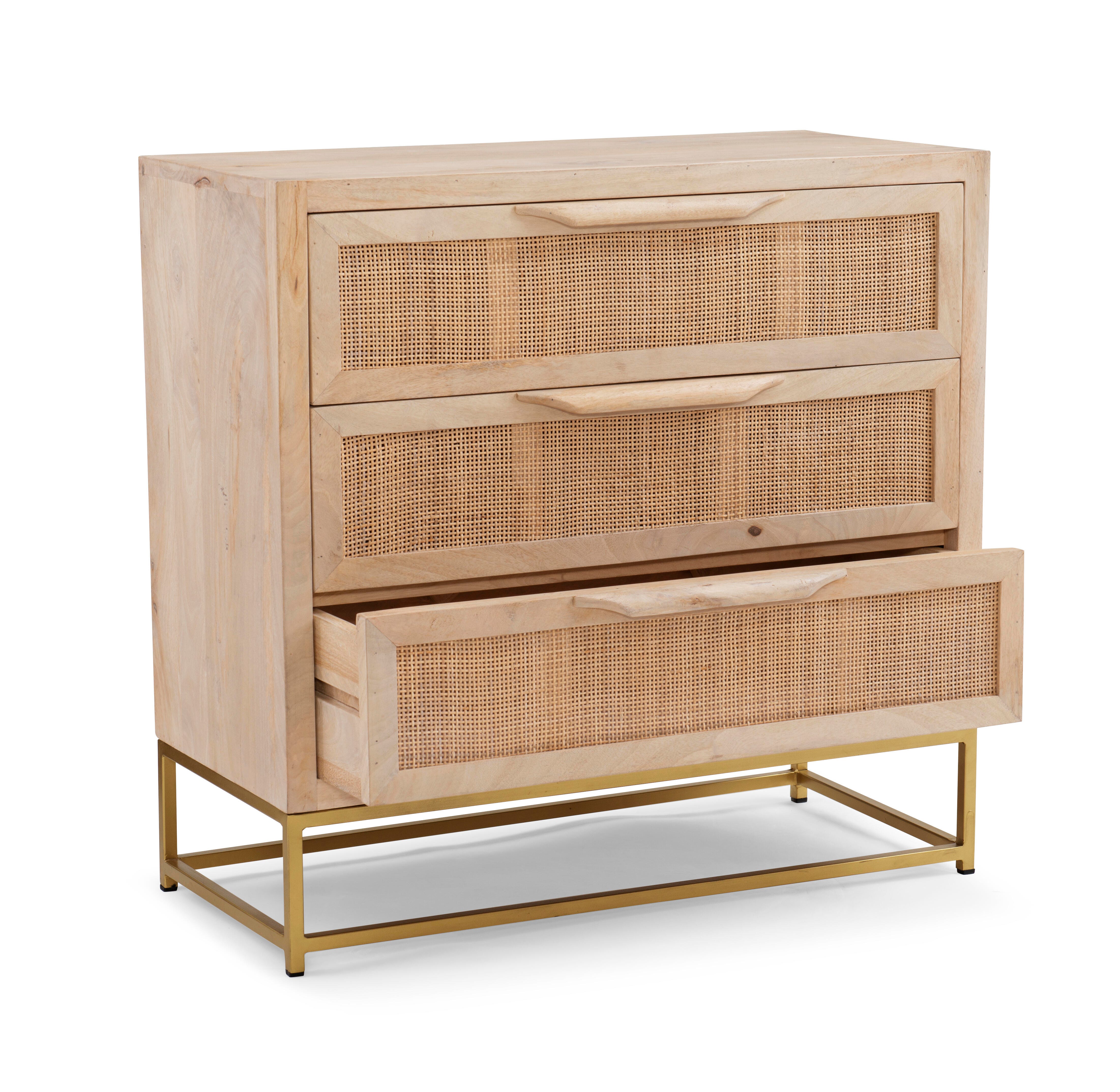 Linon Jones 3 Drawer Cabinet, Natural, large