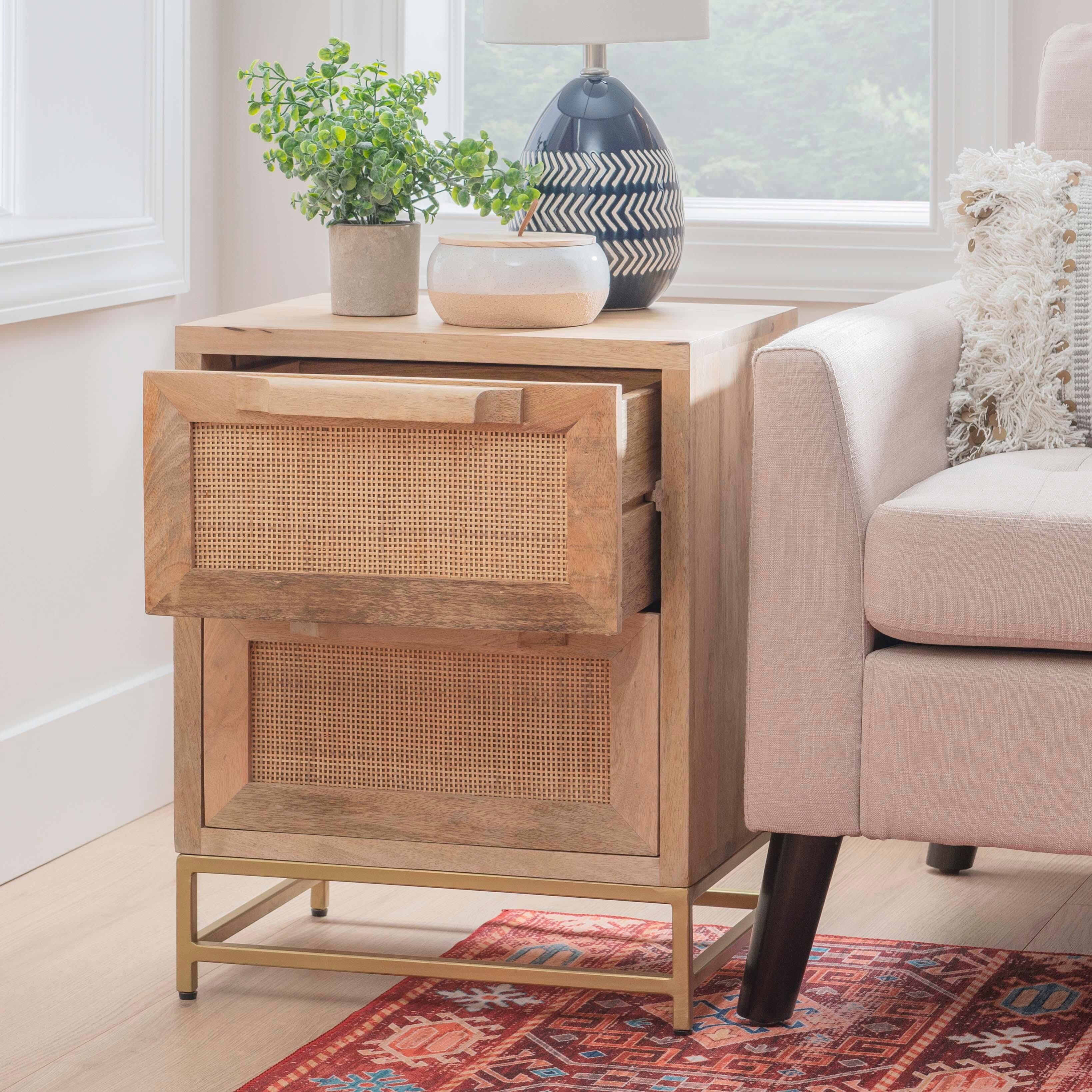 Linon Jones Jones 2 Drawer Cabinet, Natural, large