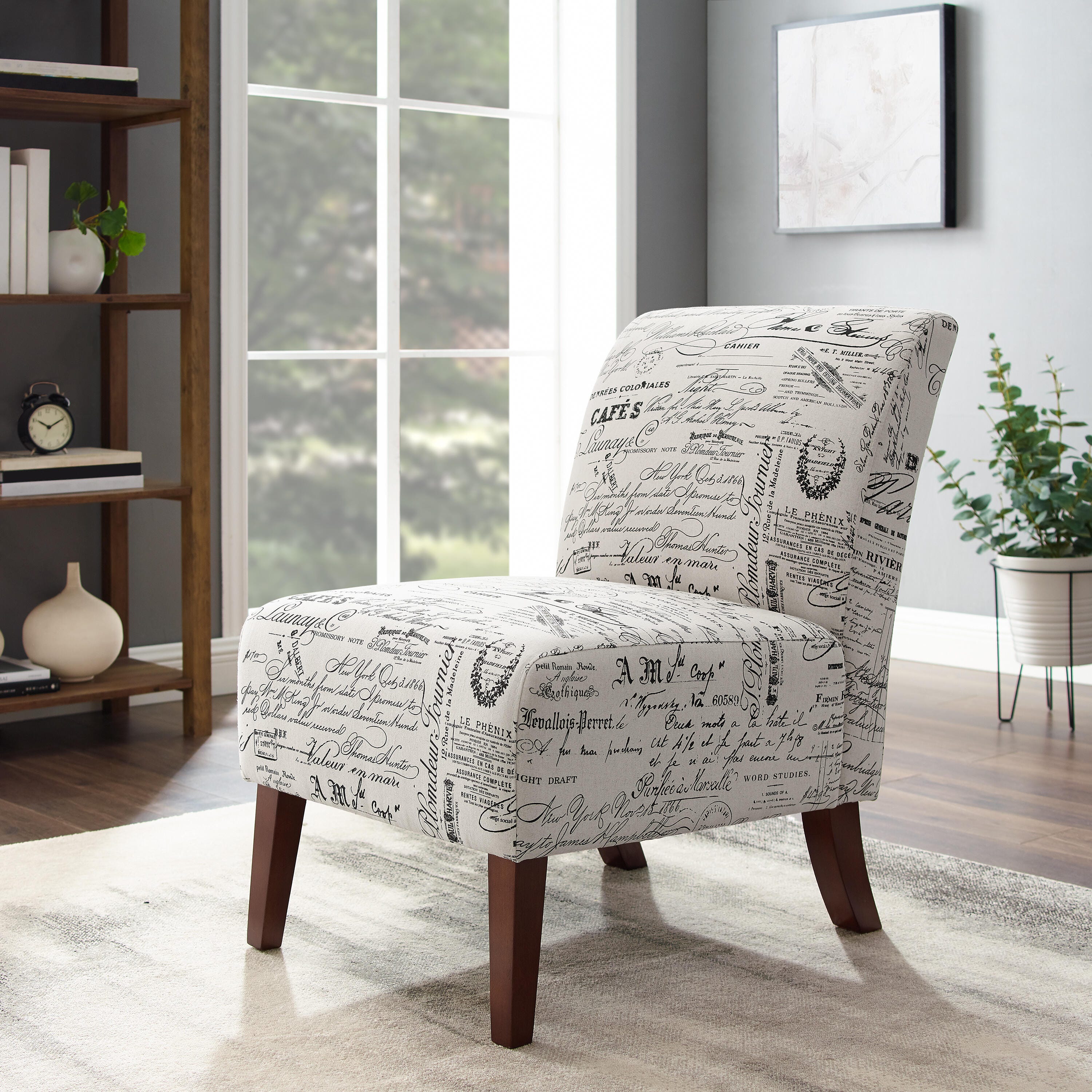 Linon Lacey Accent Chair, Dark Walnut, large