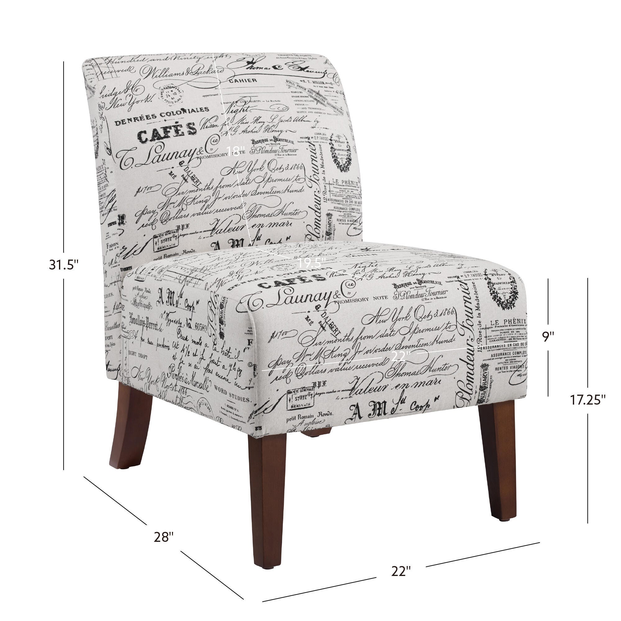 Linon Lacey Accent Chair, Dark Walnut, large